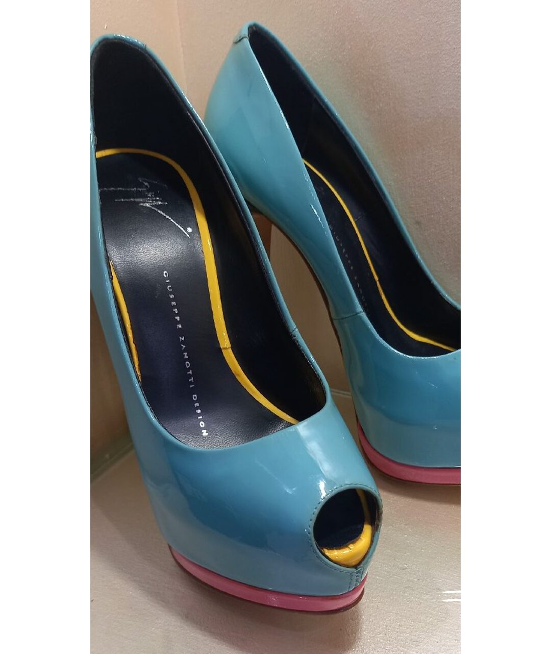 GIUSEPPE ZANOTTI DESIGN Голубые туфли из лакированной кожи, фото 5