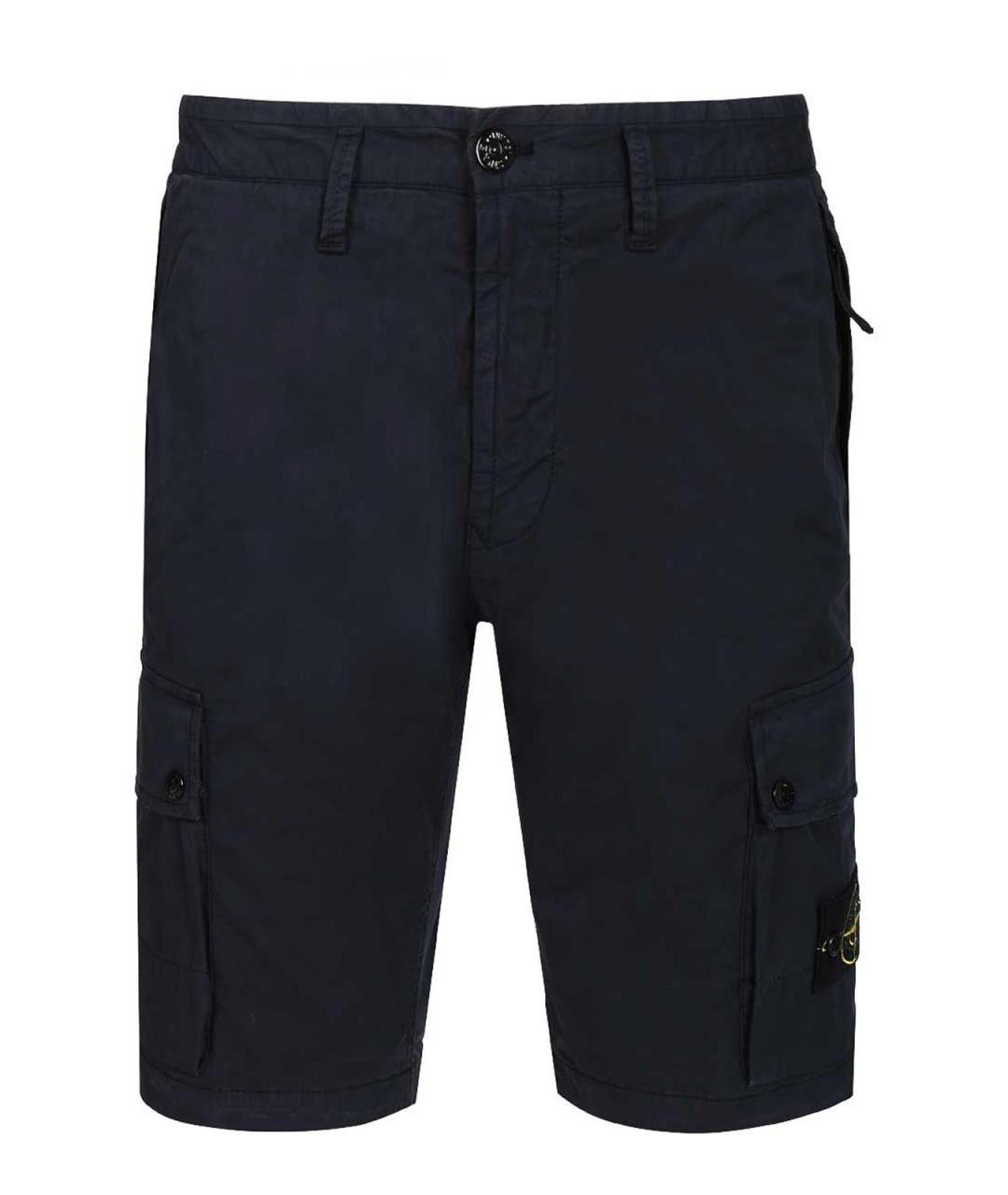 STONE ISLAND Темно-синие хлопковые шорты, фото 1