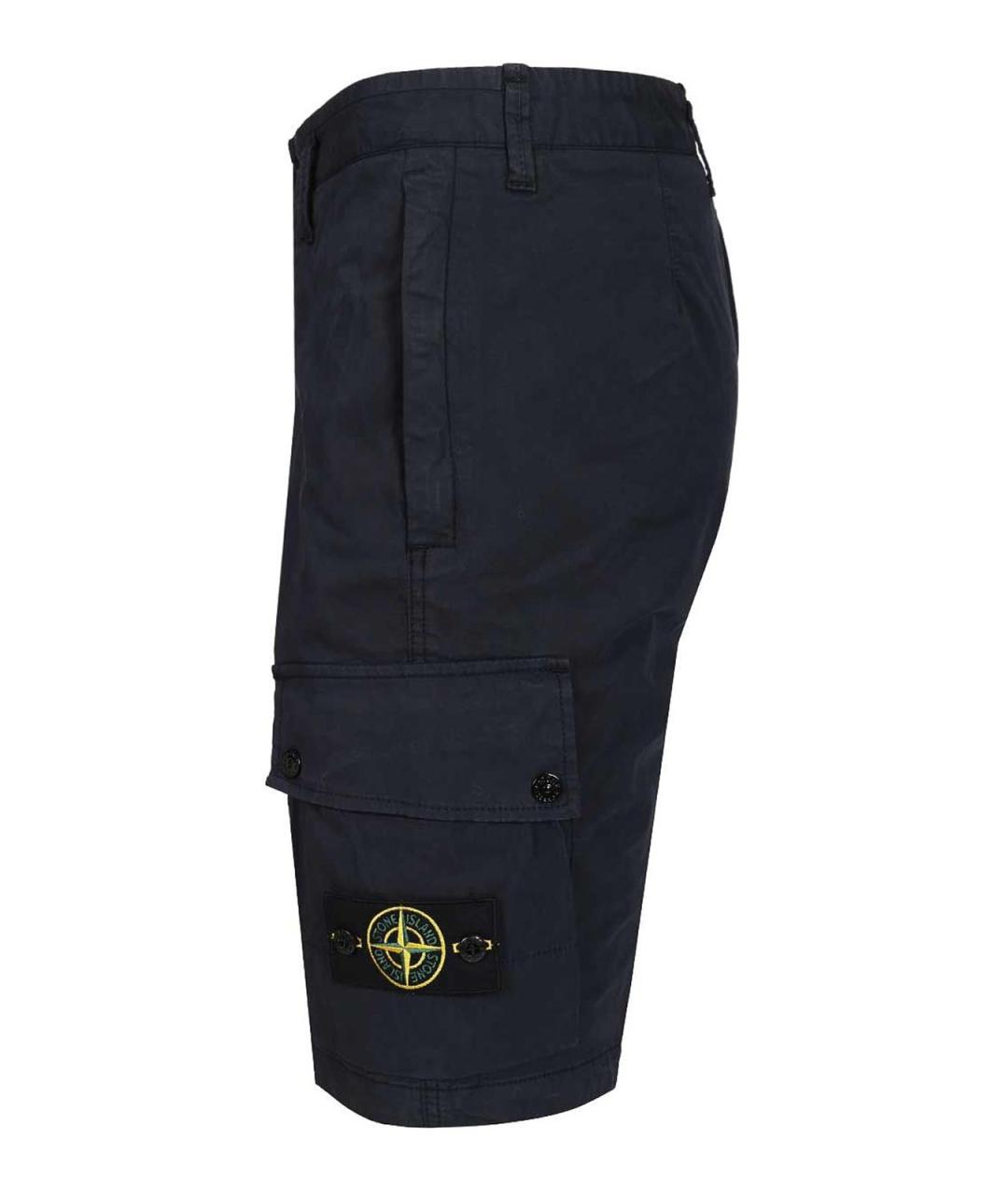 STONE ISLAND Темно-синие хлопковые шорты, фото 3