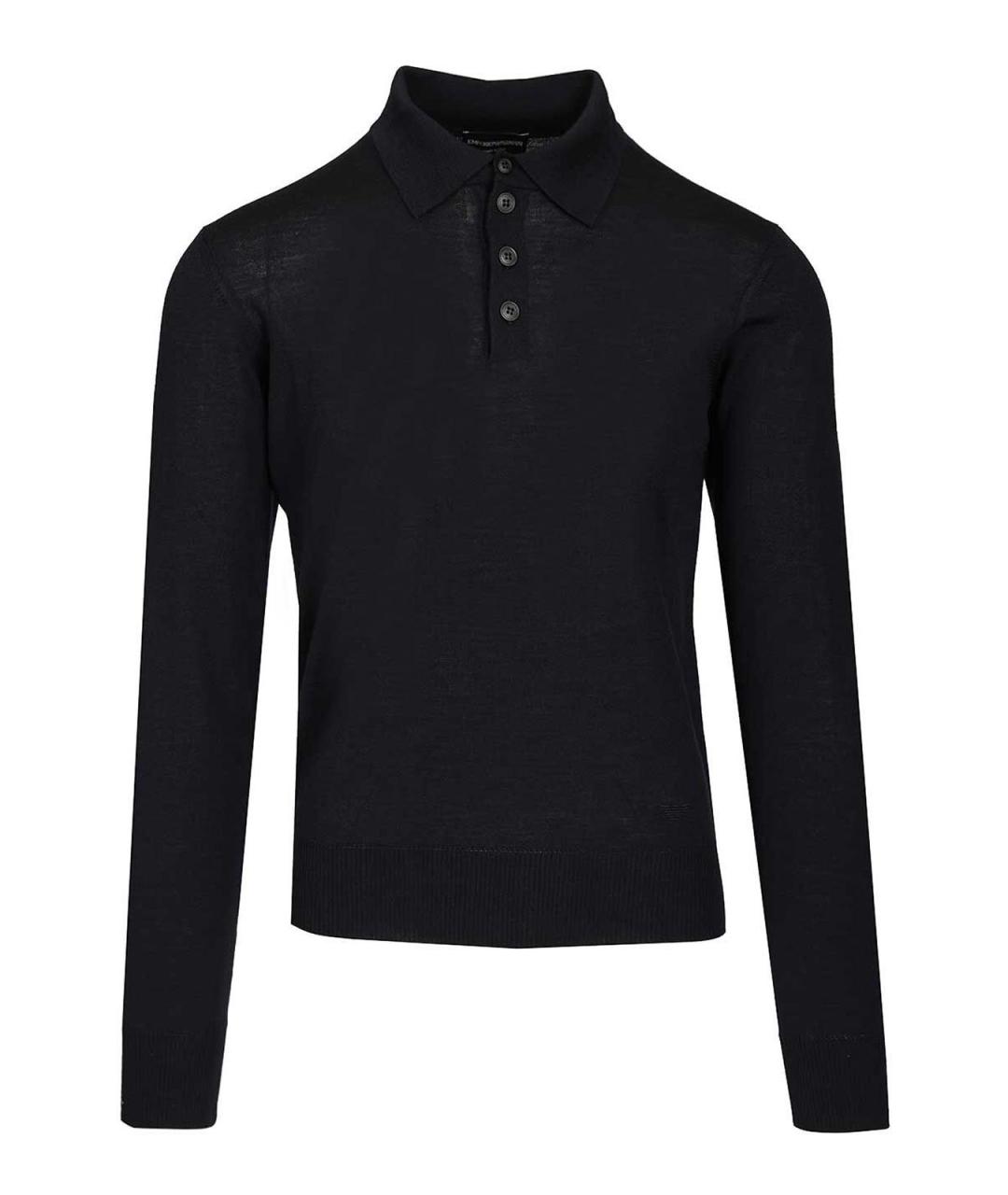 EMPORIO ARMANI Синее шерстяное поло с длинным рукавом, фото 1