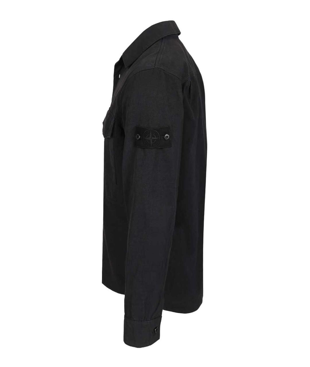 STONE ISLAND Темно-синяя хлопковая кэжуал рубашка, фото 3