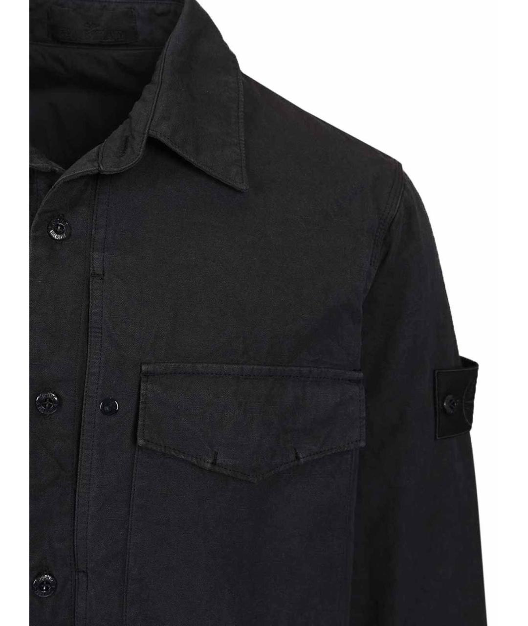STONE ISLAND Темно-синяя хлопковая кэжуал рубашка, фото 5
