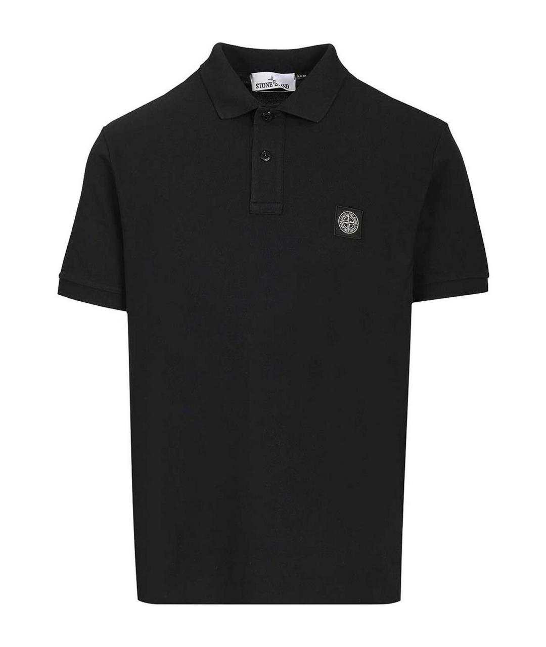 STONE ISLAND Темно-синее хлопковое поло с коротким рукавом, фото 1
