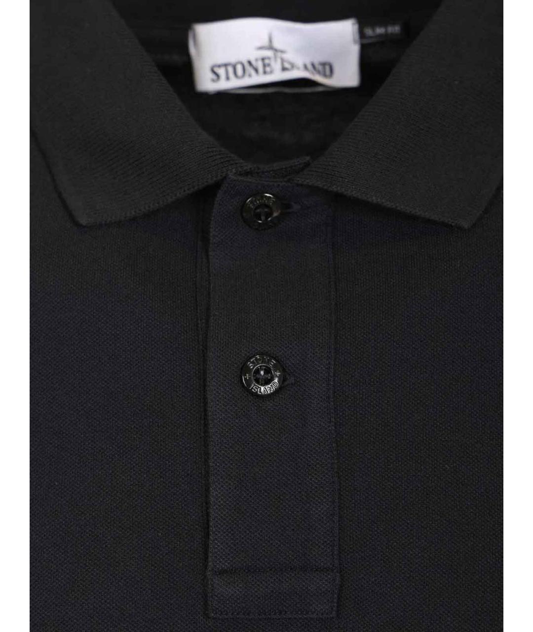 STONE ISLAND Темно-синее хлопковое поло с коротким рукавом, фото 4