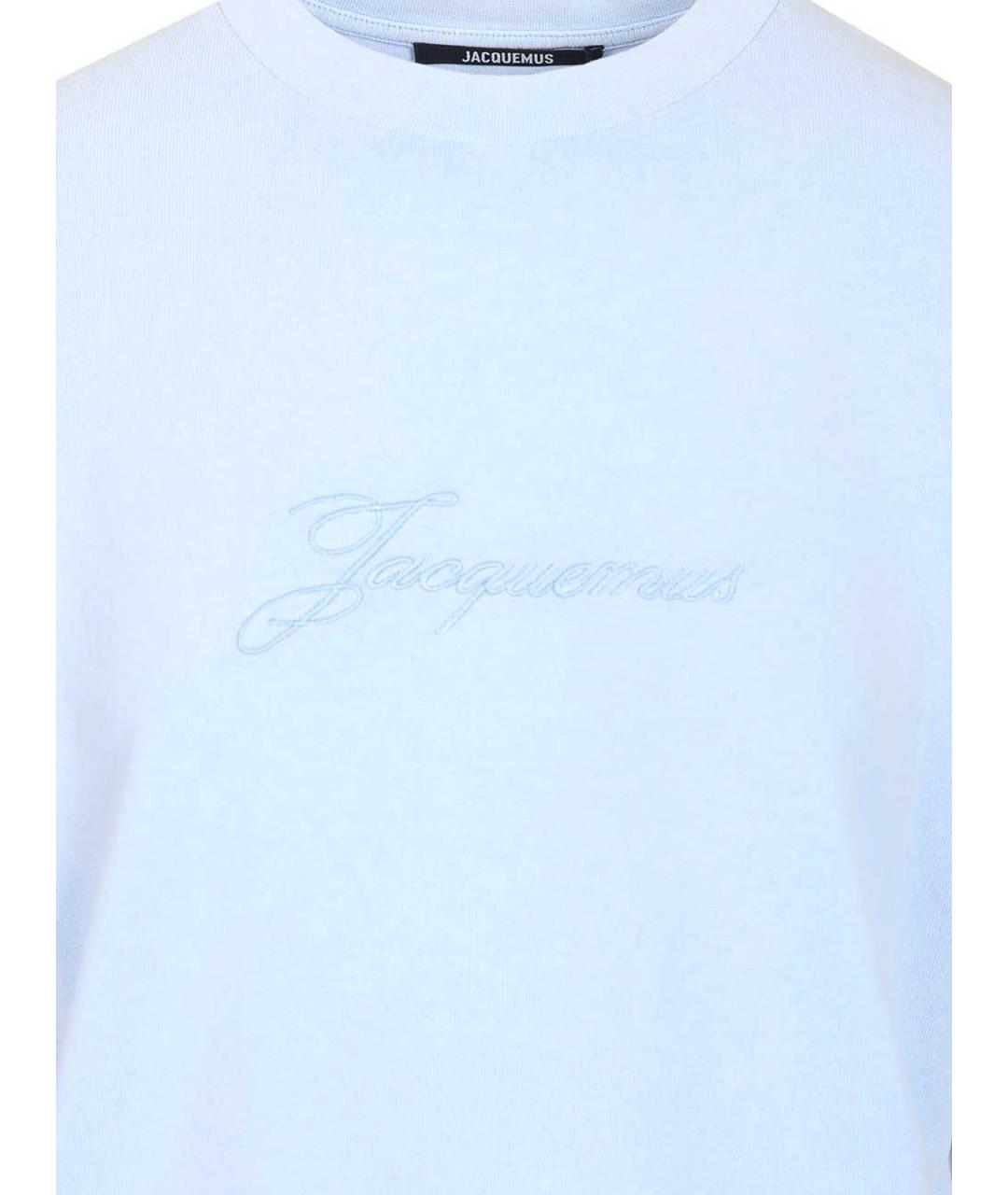 JACQUEMUS Голубая хлопковая футболка, фото 3
