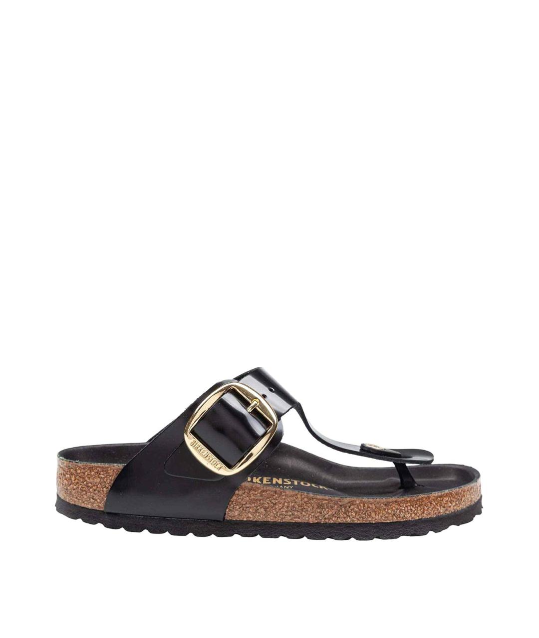BIRKENSTOCK Черные кожаные шлепанцы, фото 1