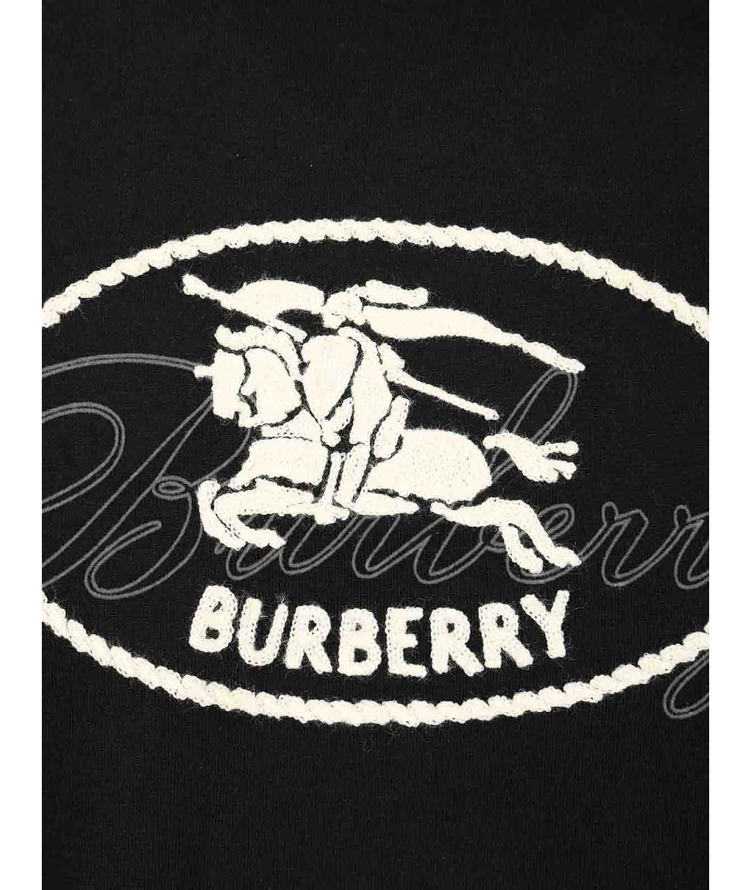BURBERRY Черная хлопковая футболка, фото 3