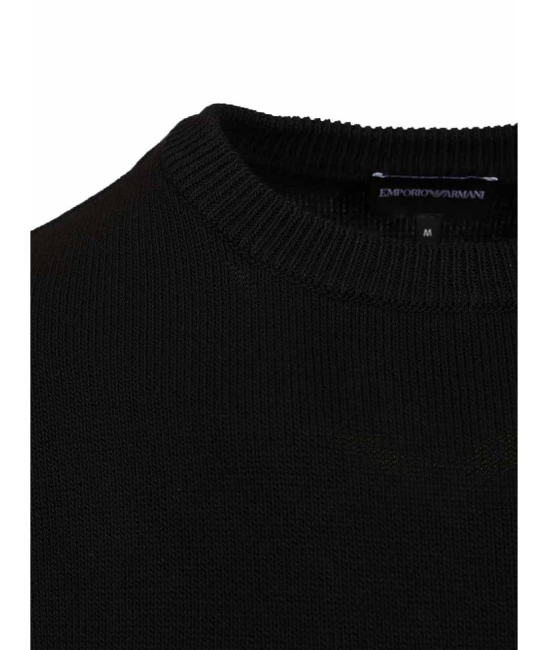 EMPORIO ARMANI Черный хлопковый джемпер / свитер, фото 4