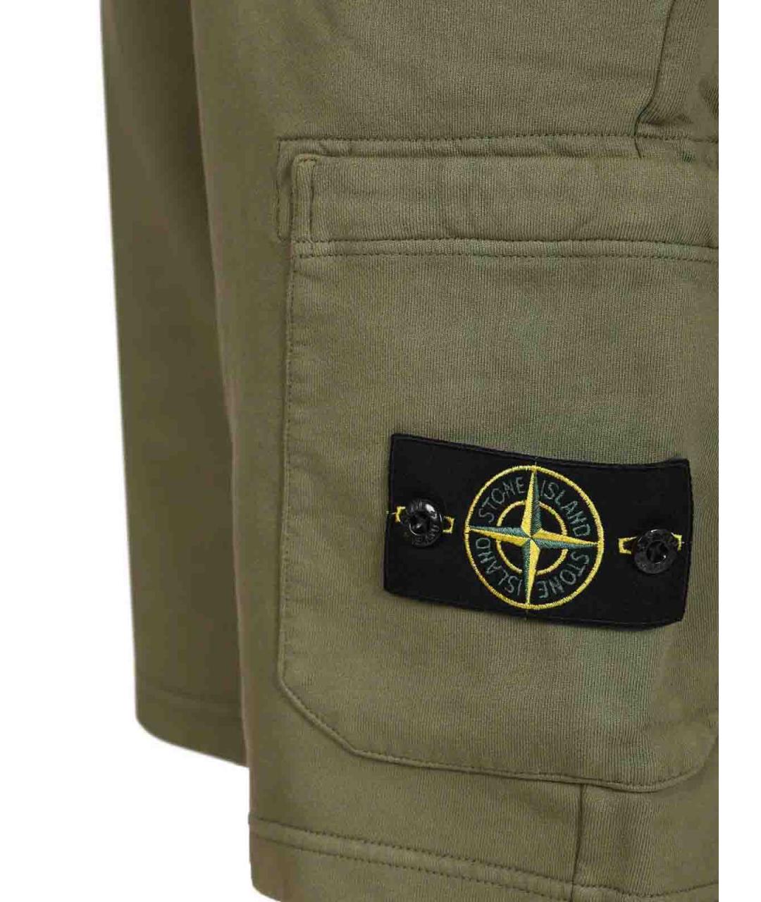 STONE ISLAND Зеленые хлопковые шорты, фото 4