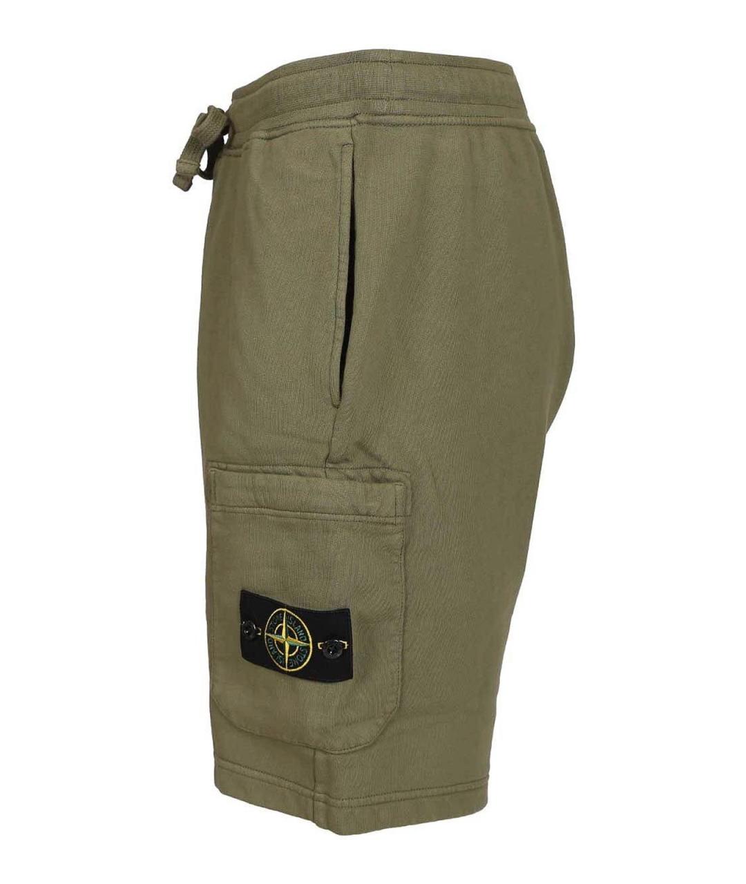 STONE ISLAND Зеленые хлопковые шорты, фото 3