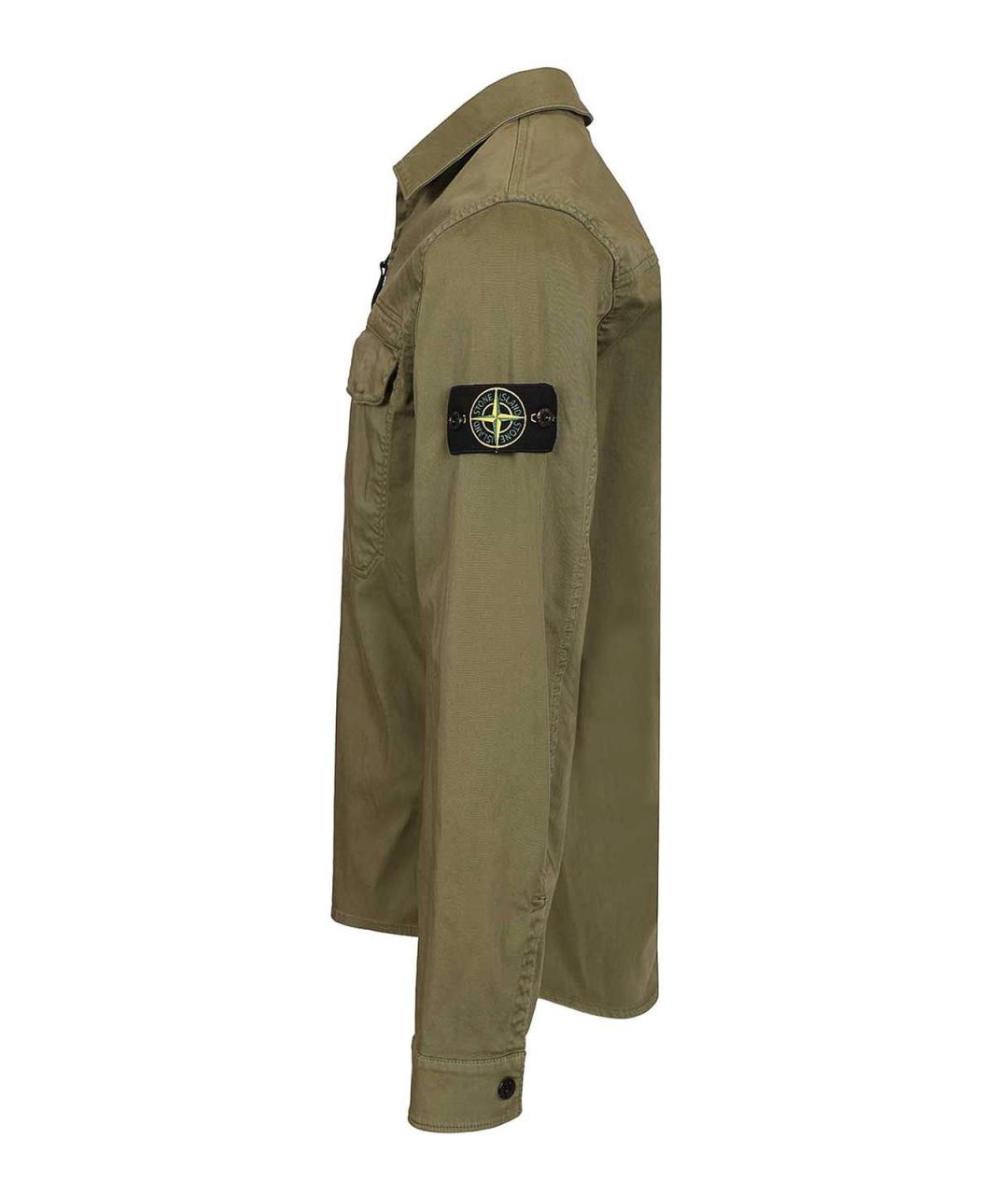 STONE ISLAND Хаки хлопковая кэжуал рубашка, фото 3