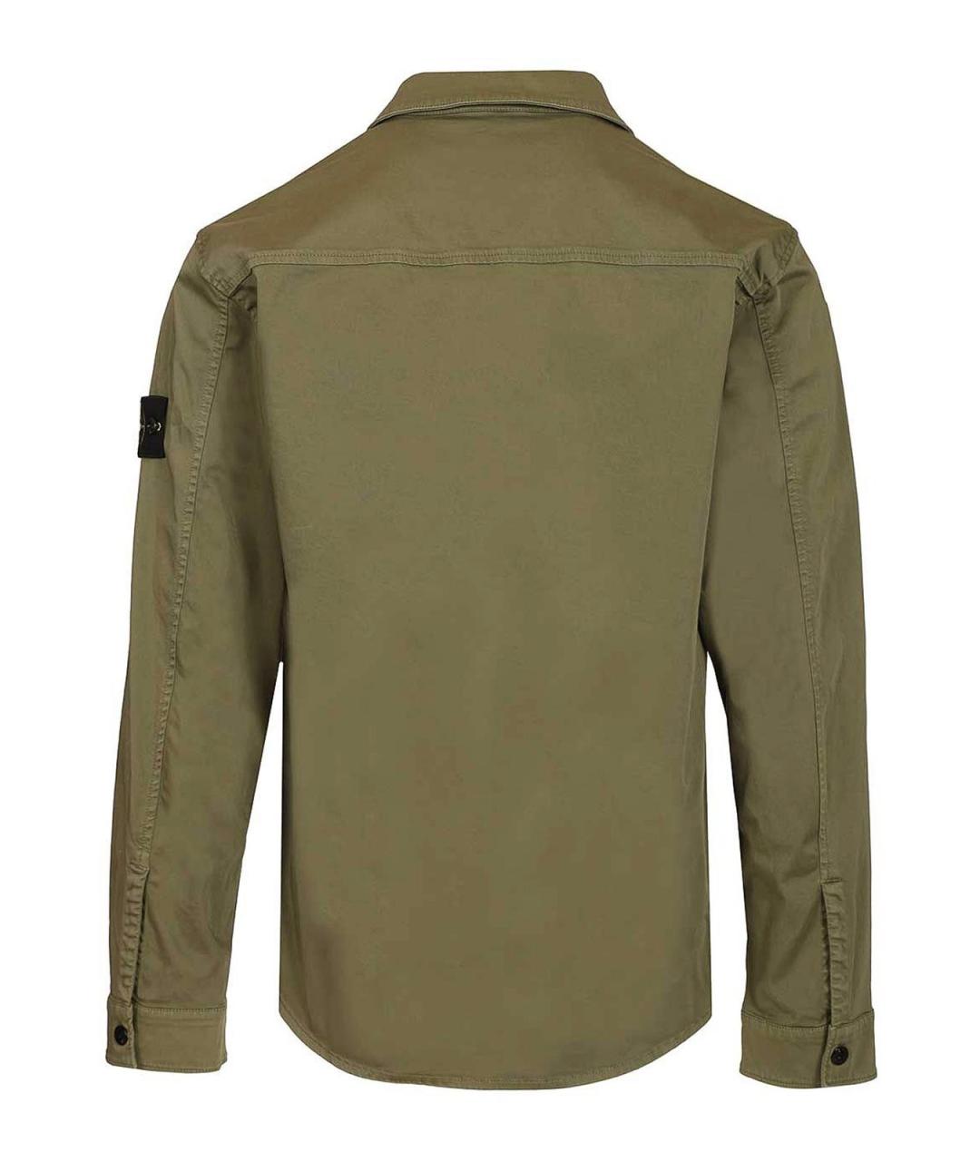 STONE ISLAND Хаки хлопковая кэжуал рубашка, фото 2