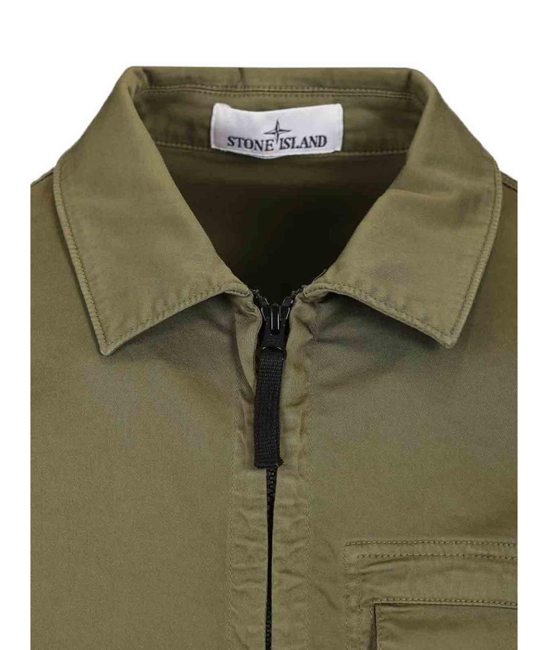 STONE ISLAND Хаки хлопковая кэжуал рубашка, фото 4