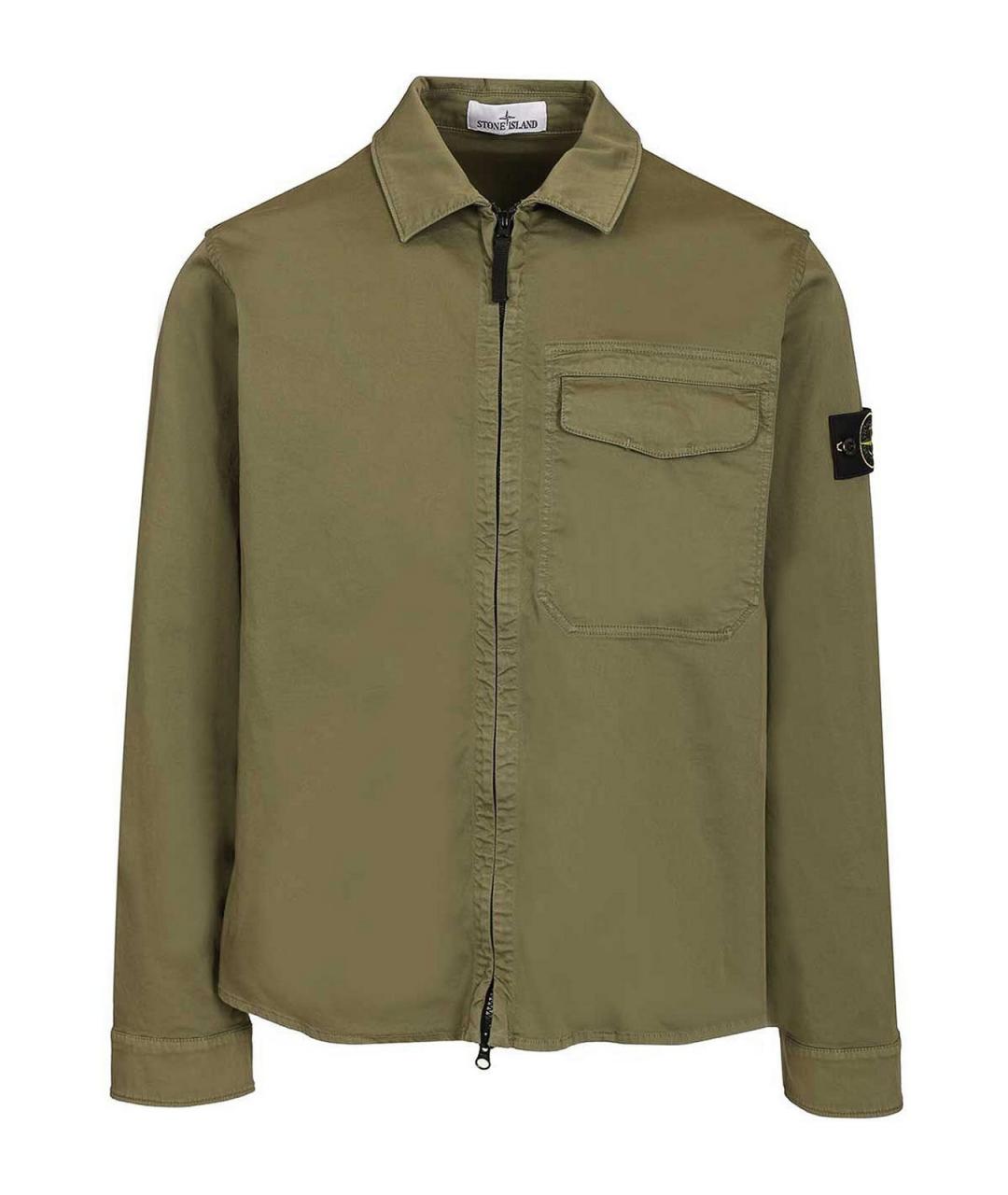 STONE ISLAND Хаки хлопковая кэжуал рубашка, фото 1