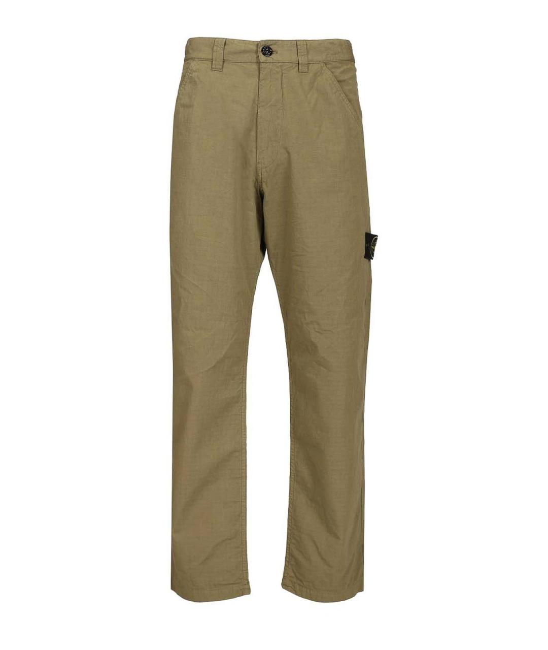 STONE ISLAND Зеленые хлопковые повседневные брюки, фото 1