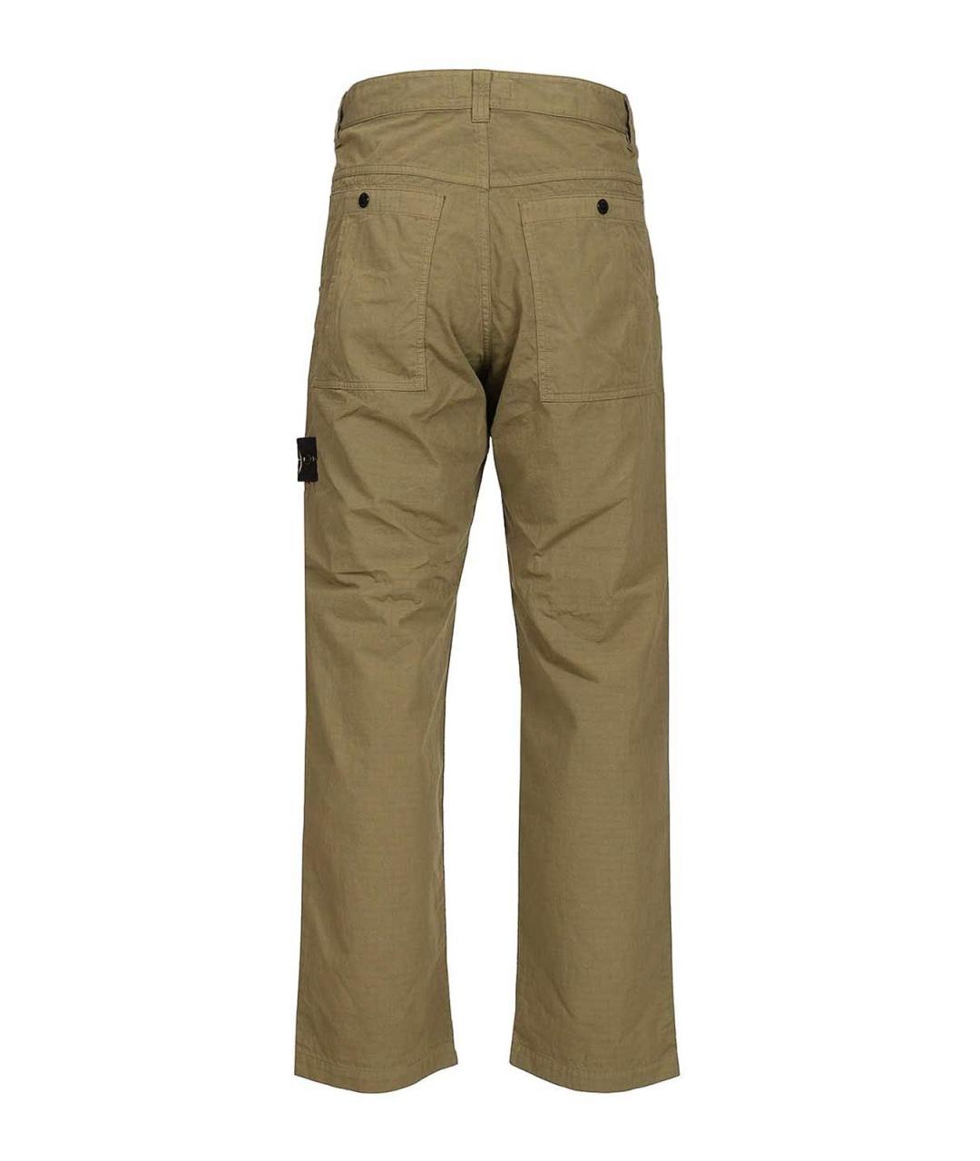 STONE ISLAND Зеленые хлопковые повседневные брюки, фото 2