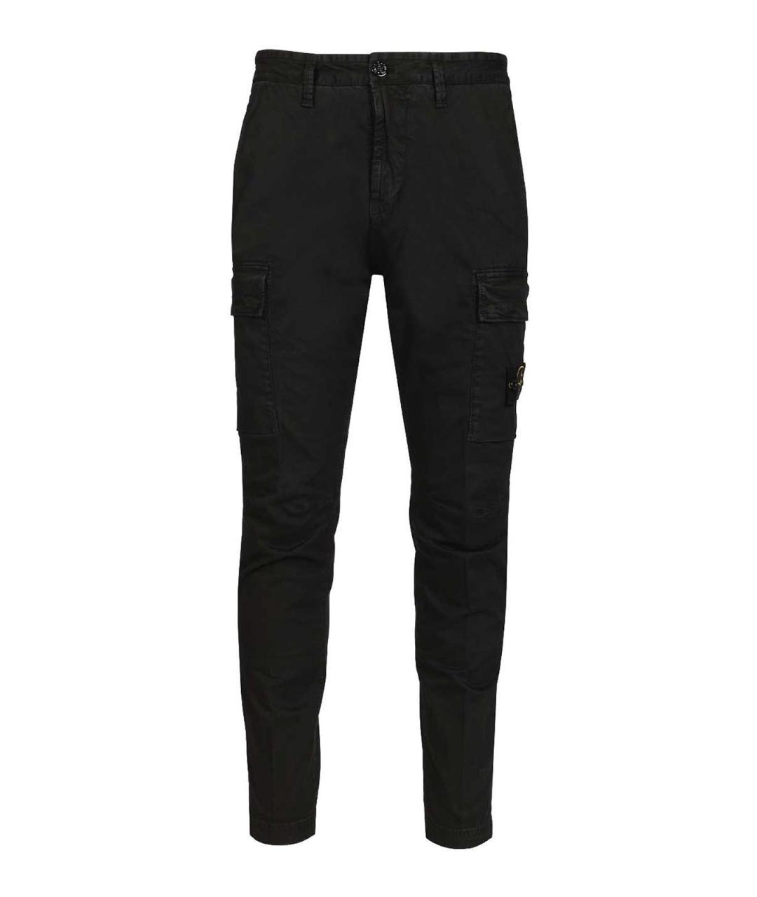 STONE ISLAND Черные хлопковые повседневные брюки, фото 1