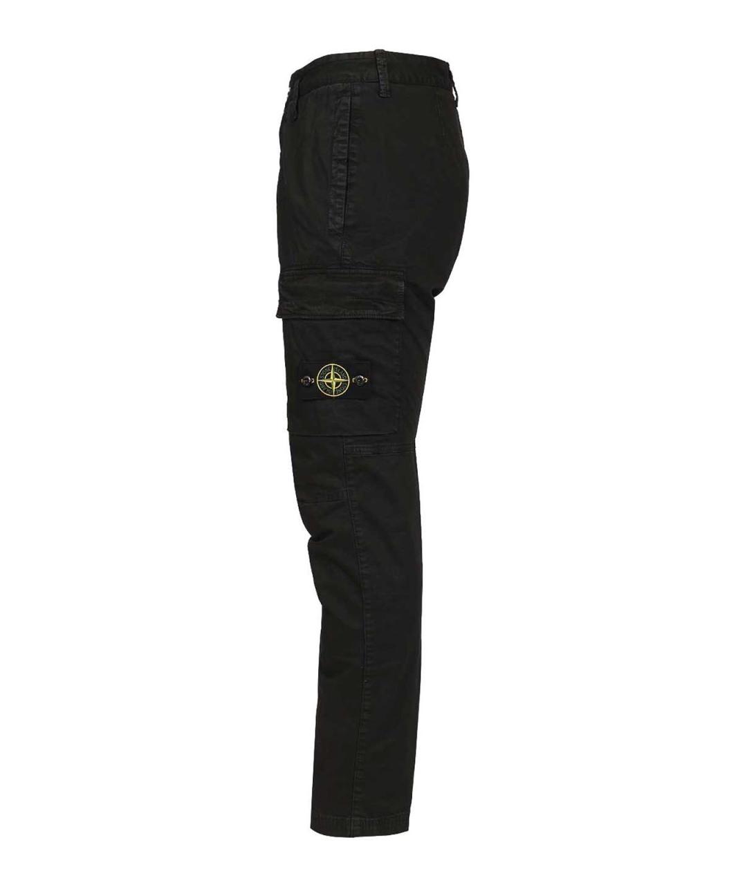 STONE ISLAND Черные хлопковые повседневные брюки, фото 3