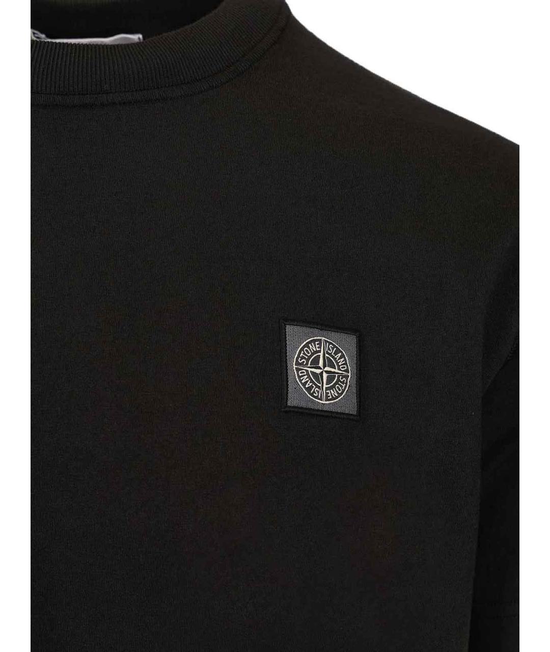 STONE ISLAND Черная хлопковая футболка, фото 3