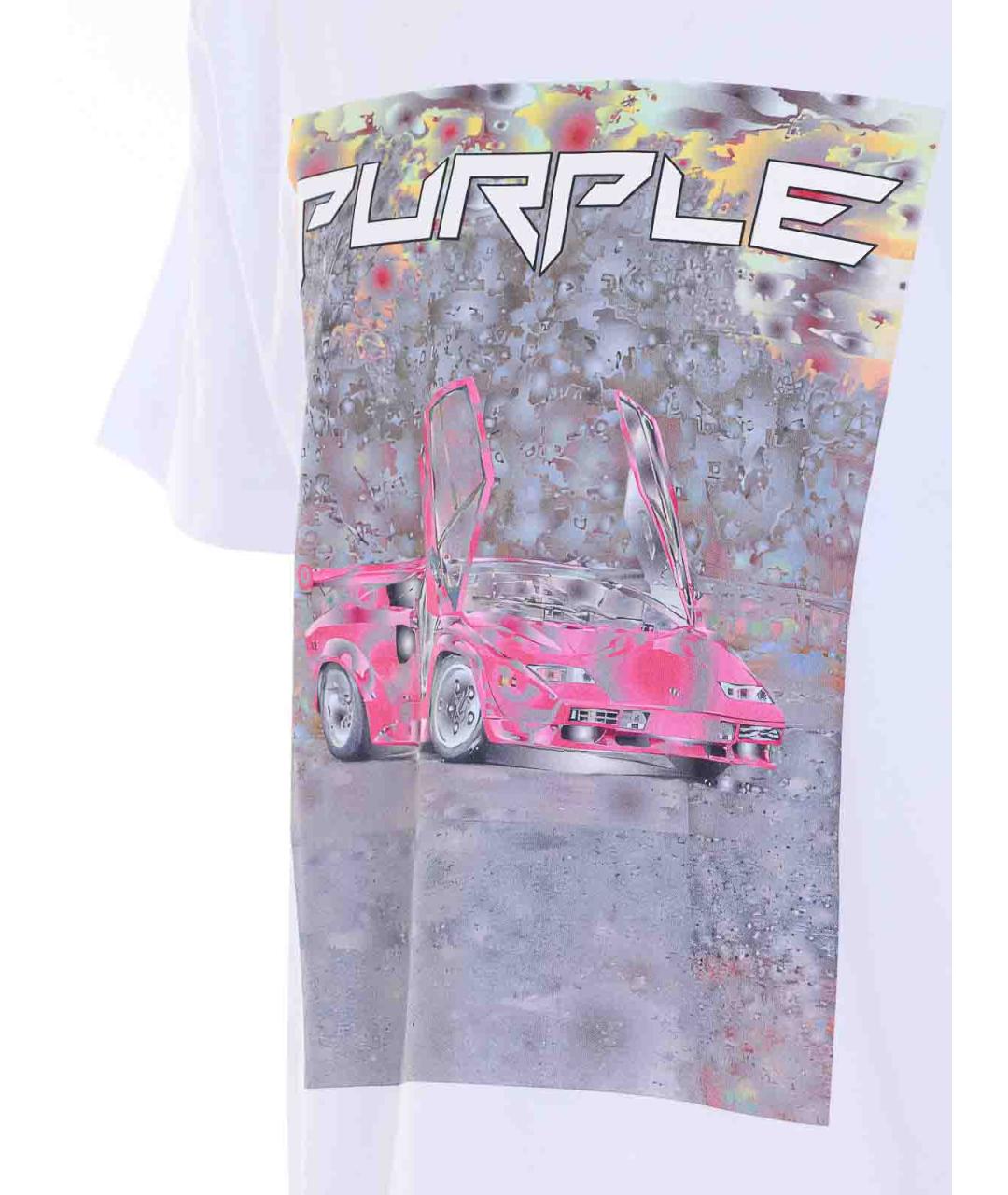 PURPLE Белая хлопковая футболка, фото 3
