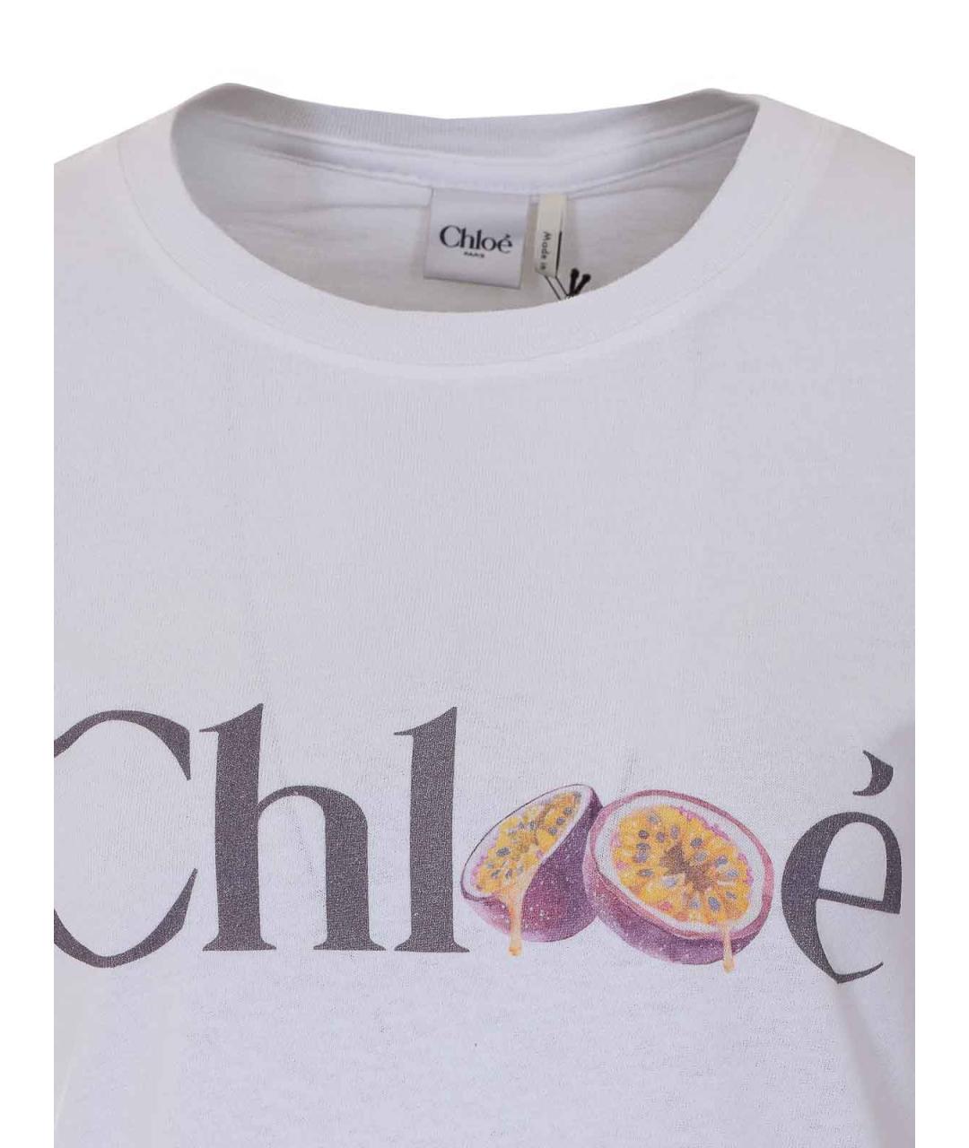 CHLOE Белая хлопковая футболка, фото 4