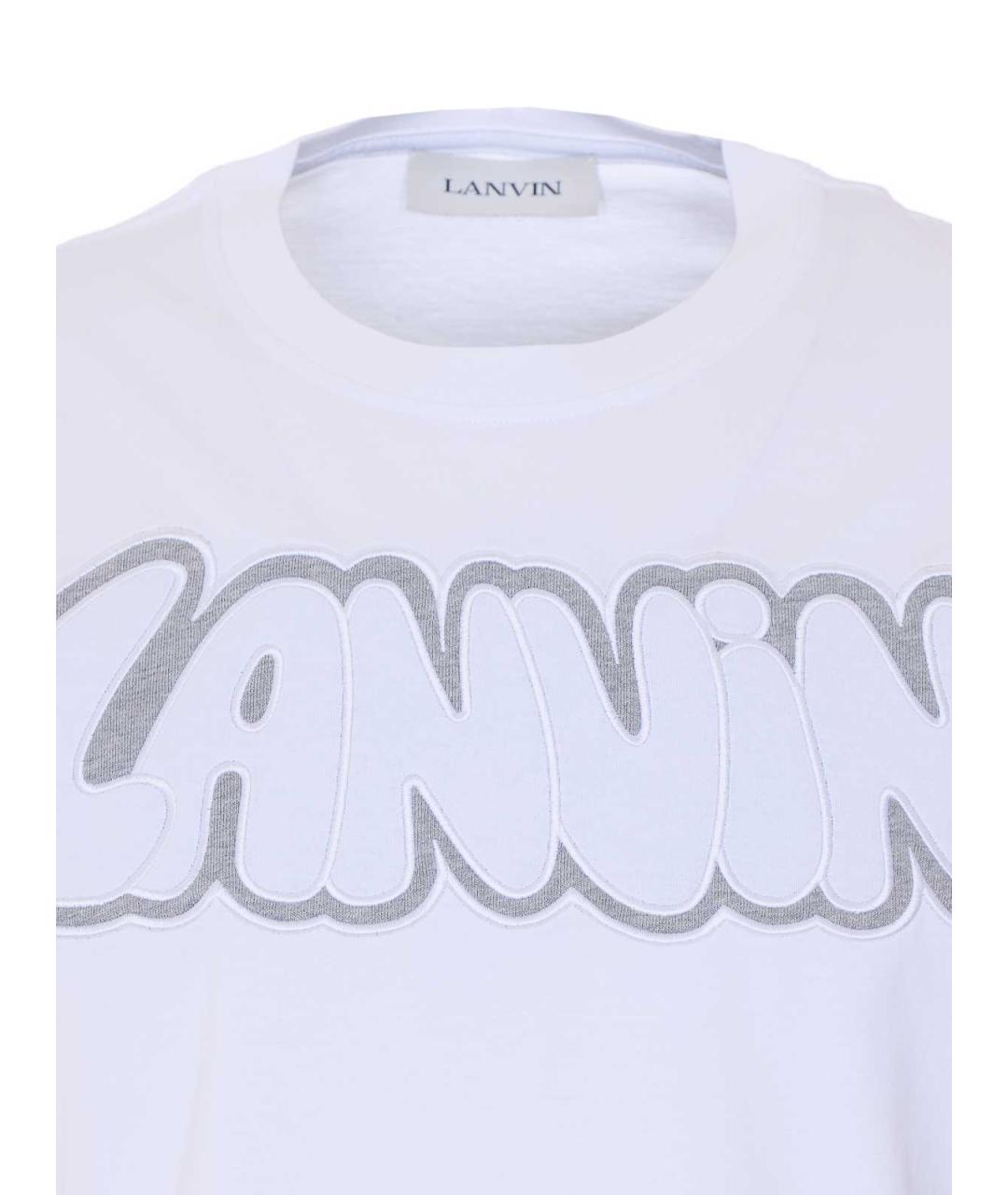 LANVIN Белая хлопковая футболка, фото 4