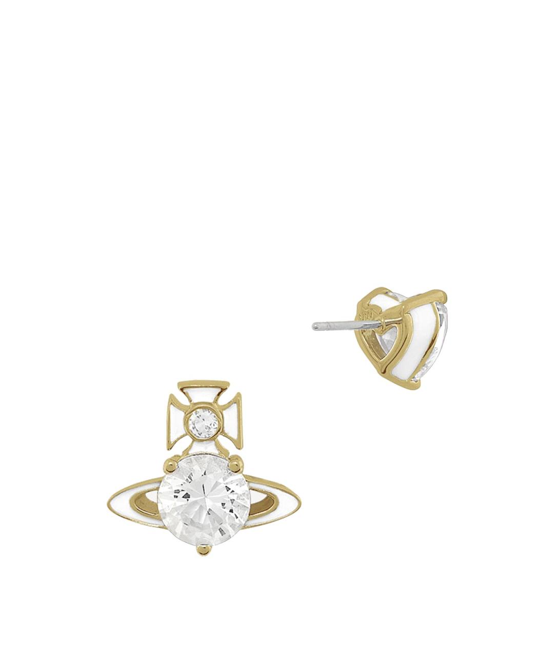 VIVIENNE WESTWOOD Белые серьги из желтого золота, фото 2
