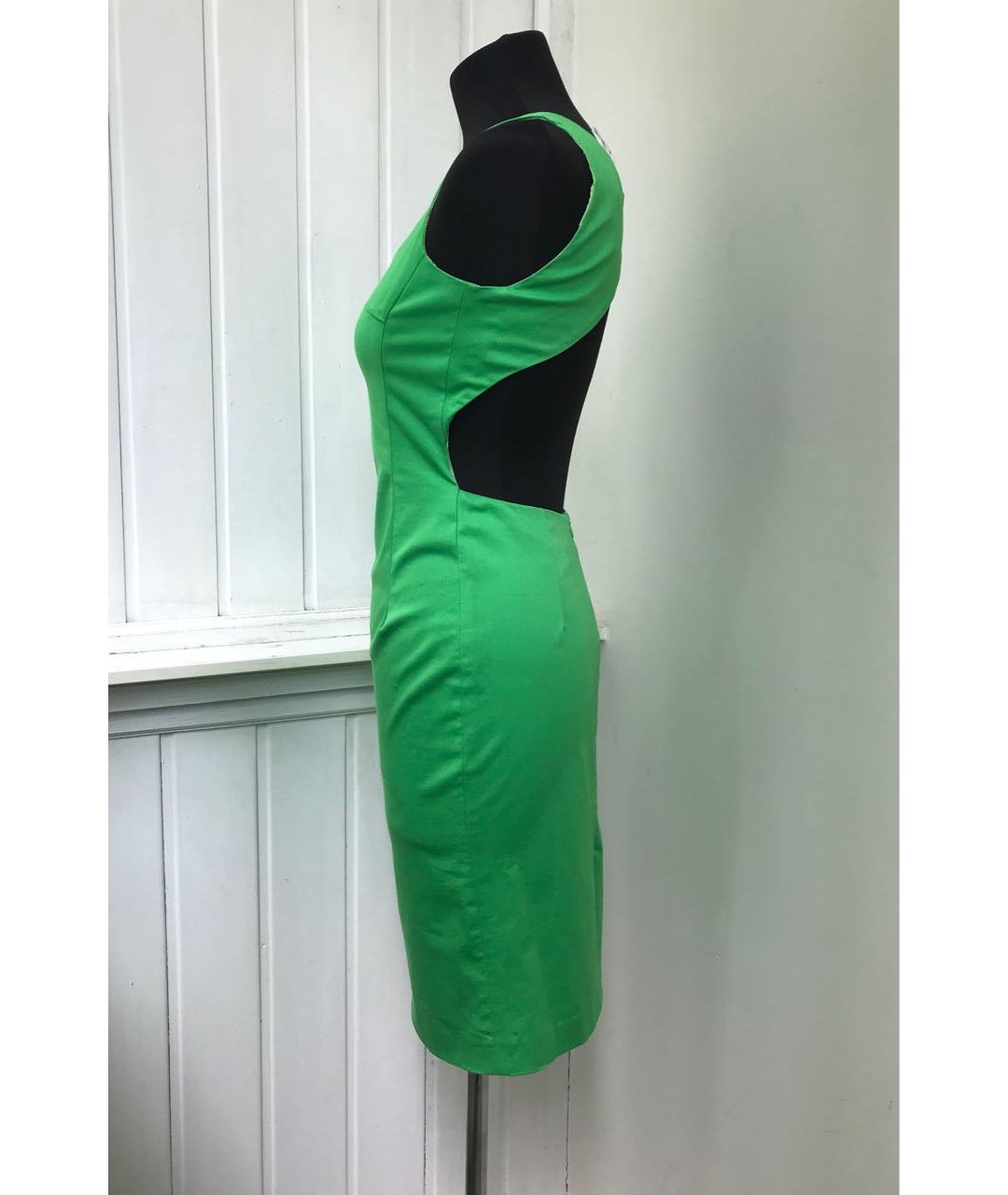 FRANKIE MORELLO Зеленые хлопко-эластановое коктейльное платье, фото 8