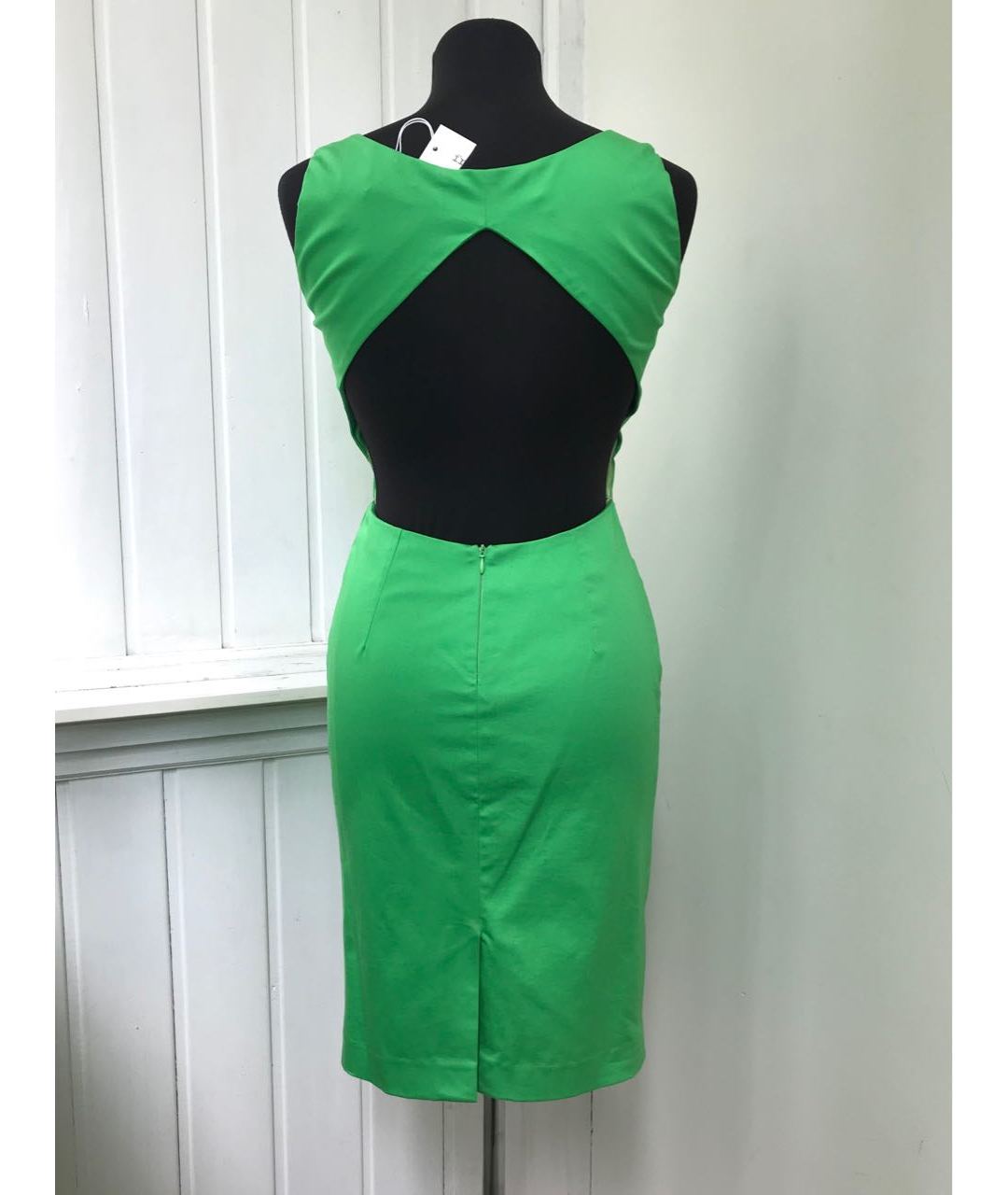 FRANKIE MORELLO Зеленые хлопко-эластановое коктейльное платье, фото 7