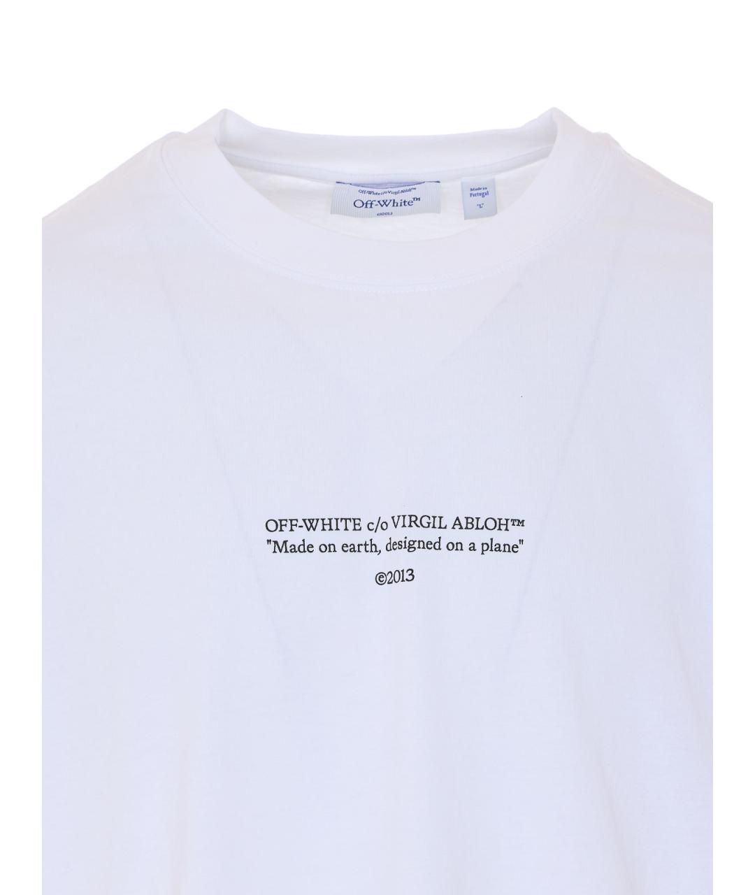 OFF-WHITE Белая хлопковая футболка, фото 4