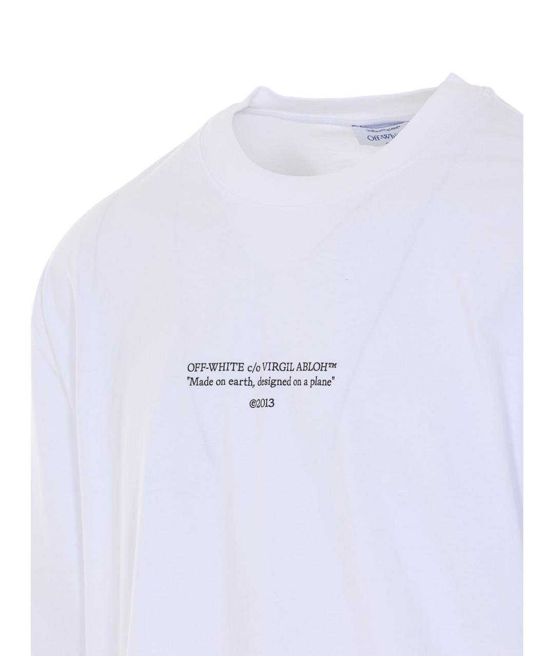 OFF-WHITE Белая хлопковая футболка, фото 3