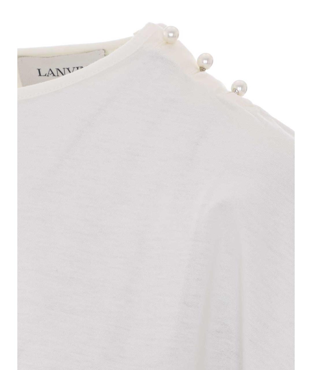 LANVIN Белая хлопковая футболка, фото 3