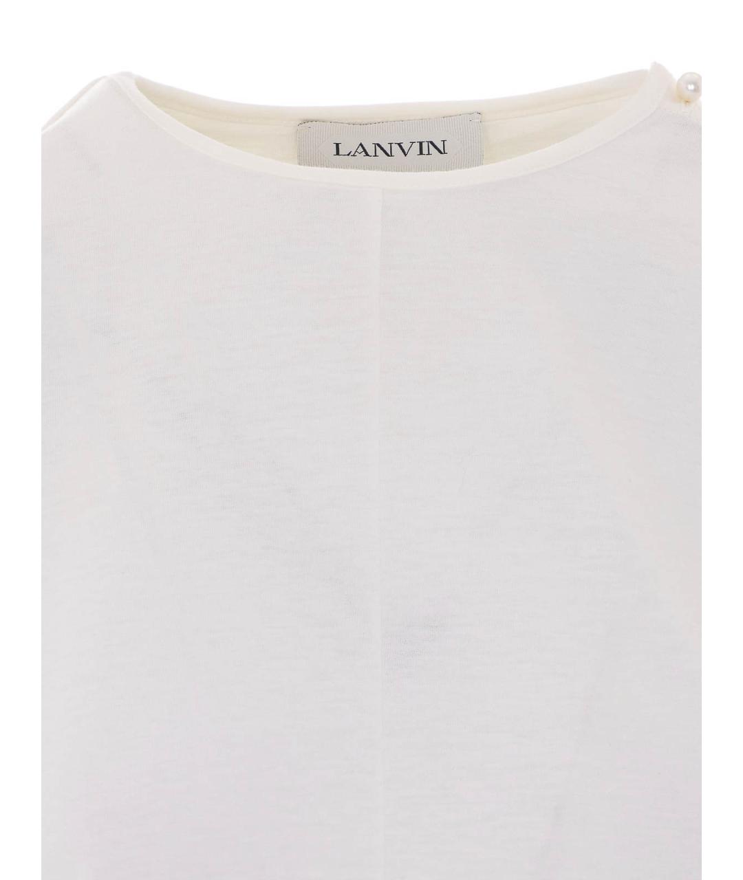 LANVIN Белая хлопковая футболка, фото 4