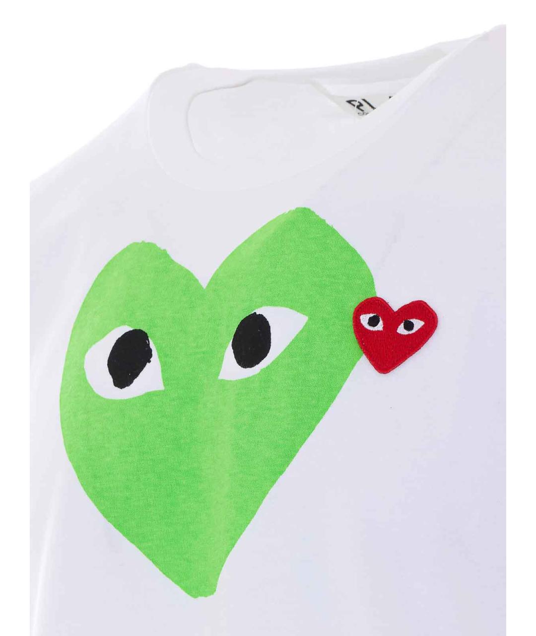 COMME DES GARÇONS PLAY Белая хлопковая футболка, фото 3