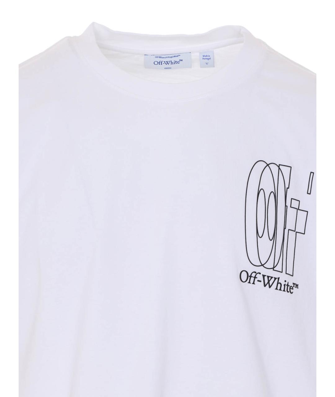 OFF-WHITE Белая хлопковая футболка, фото 4