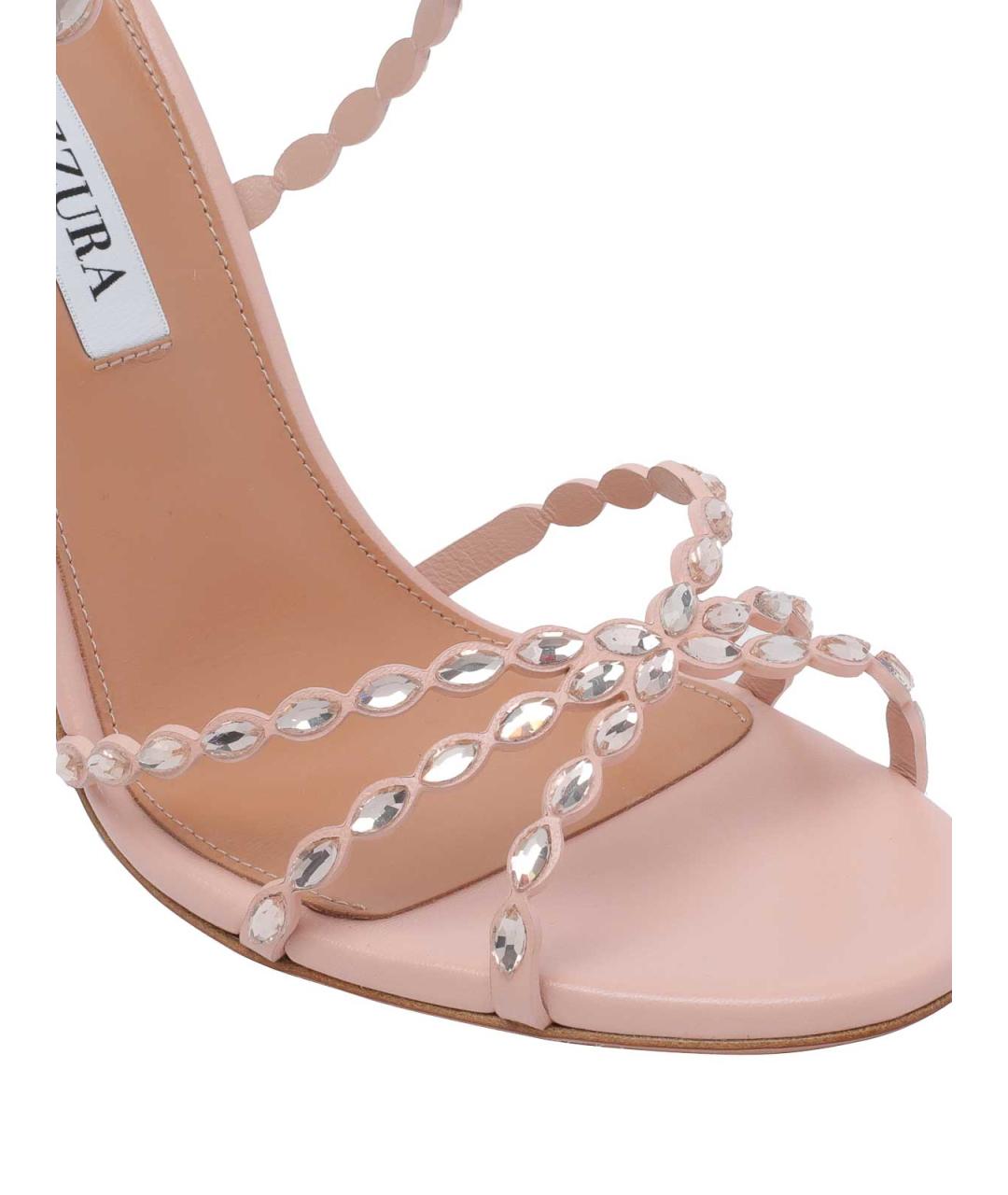 AQUAZZURA Бежевые кожаные босоножки, фото 4