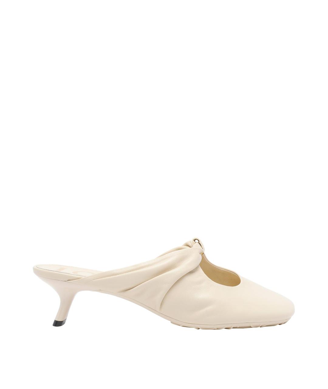 LOEWE Белые кожаные мюли, фото 1