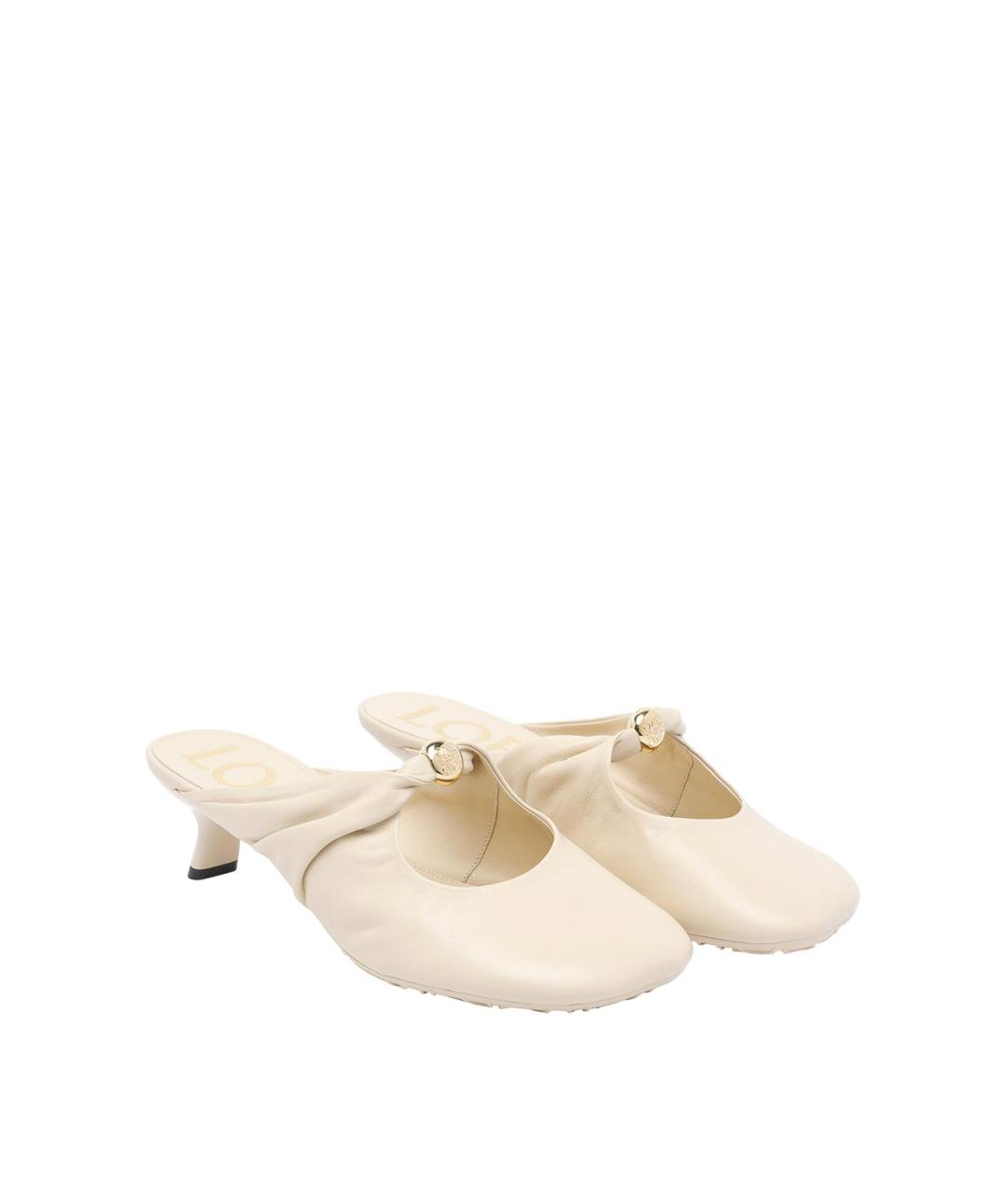 LOEWE Белые кожаные мюли, фото 2