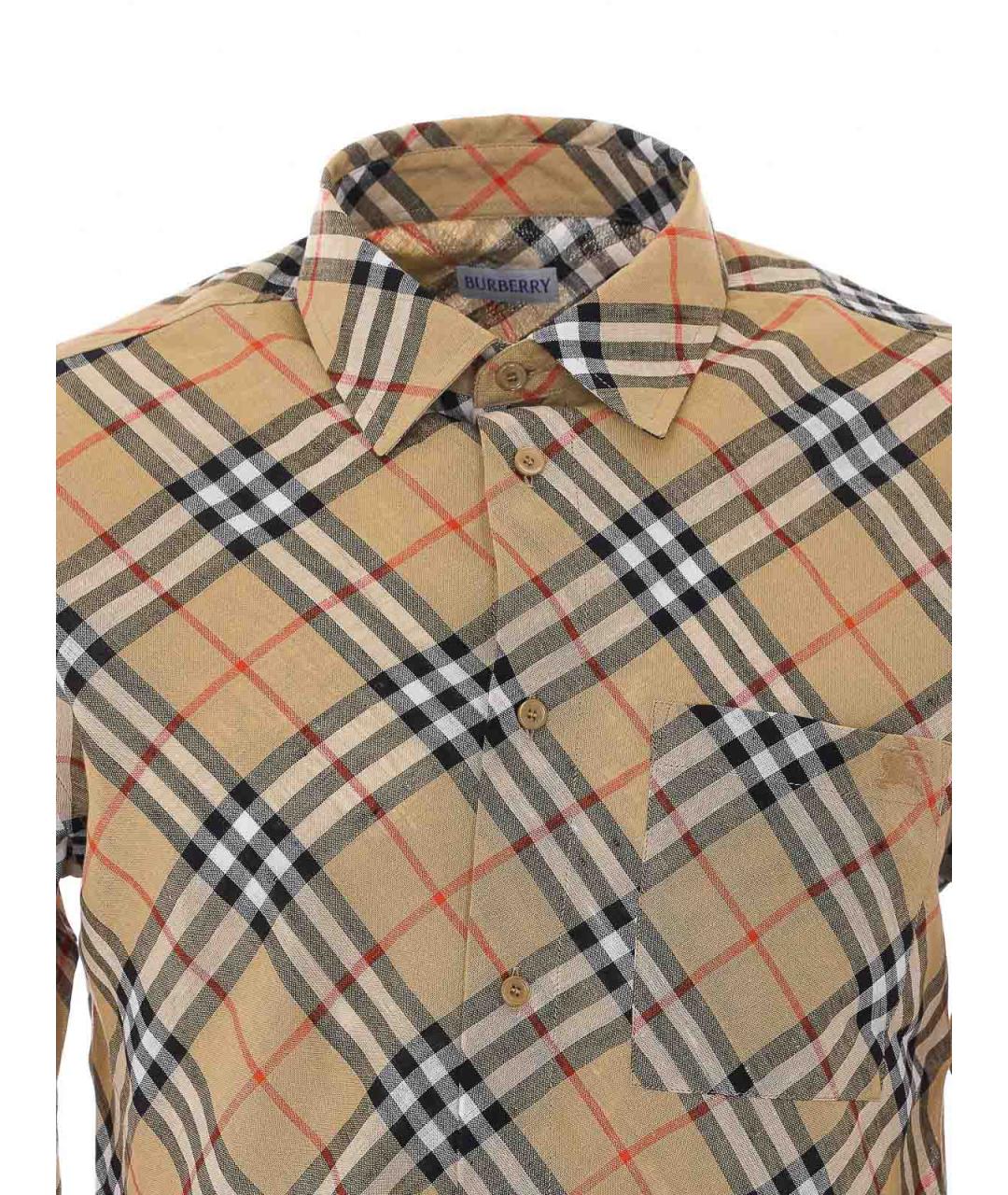 BURBERRY Бежевая льняная кэжуал рубашка, фото 4