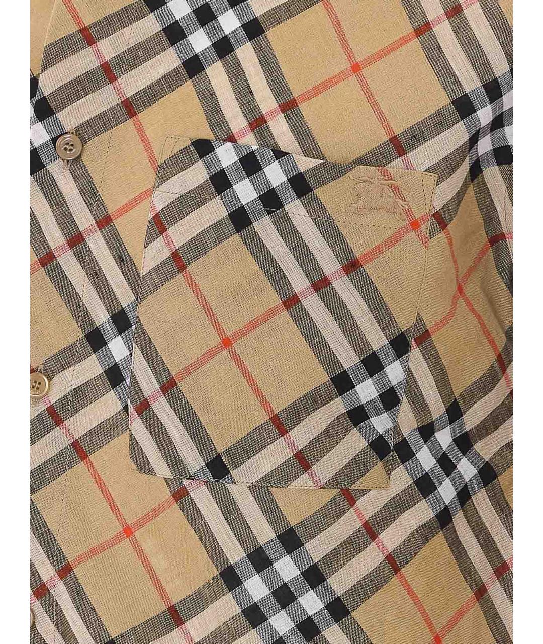 BURBERRY Бежевая льняная кэжуал рубашка, фото 3