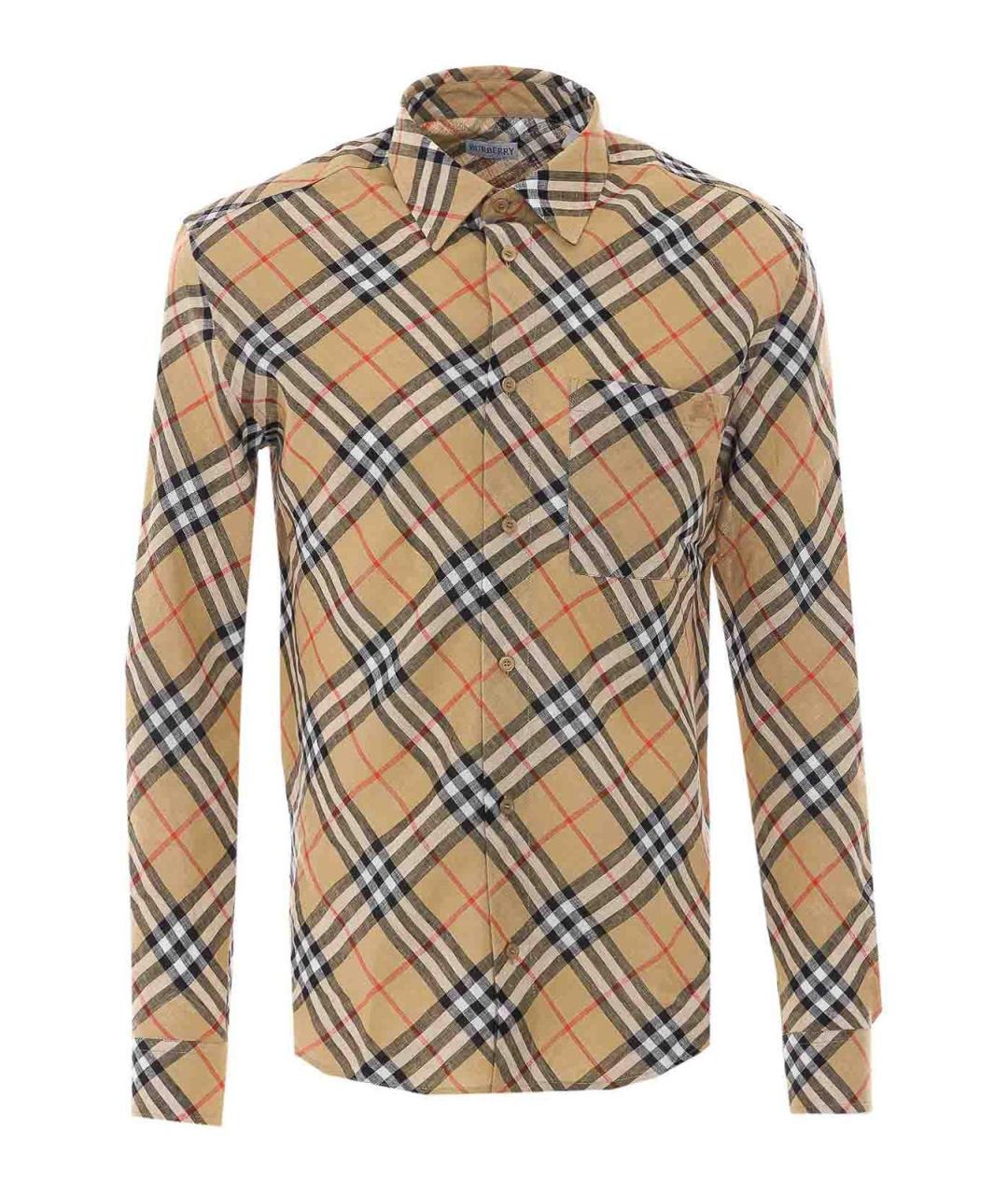 BURBERRY Бежевая льняная кэжуал рубашка, фото 1