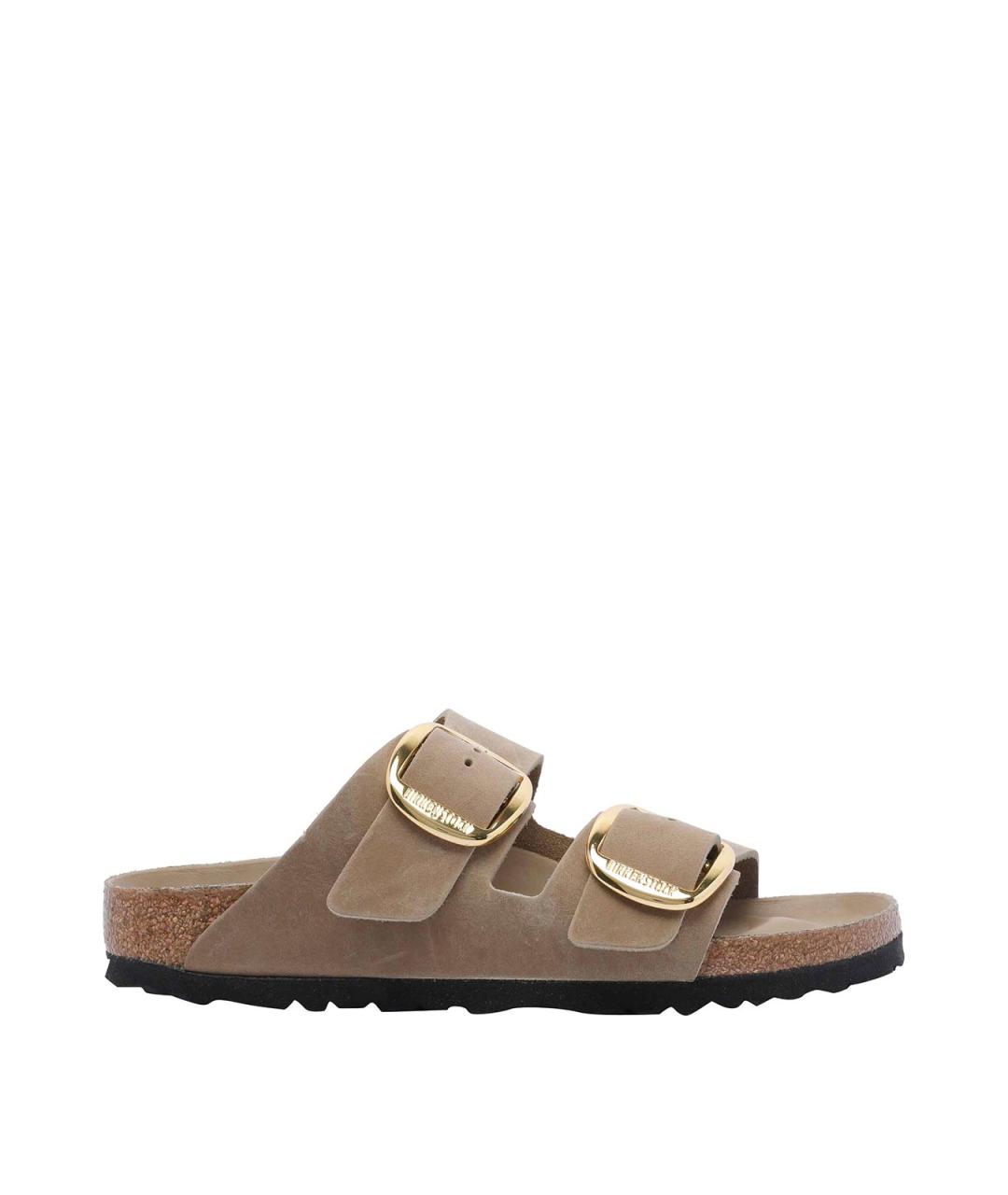 BIRKENSTOCK Бежевые кожаные шлепанцы, фото 1