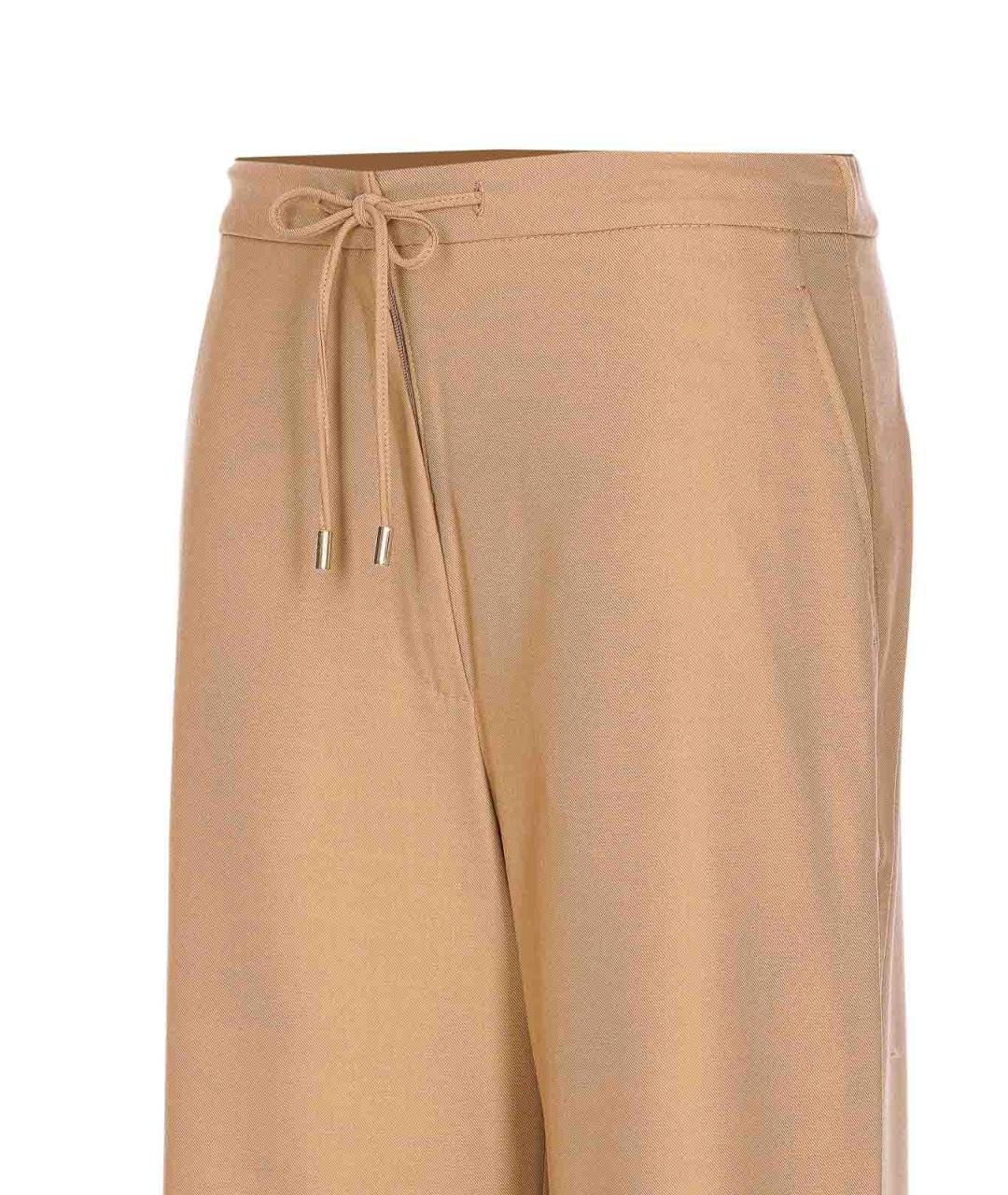 MAX MARA STUDIO Бежевые шерстяные прямые брюки, фото 3