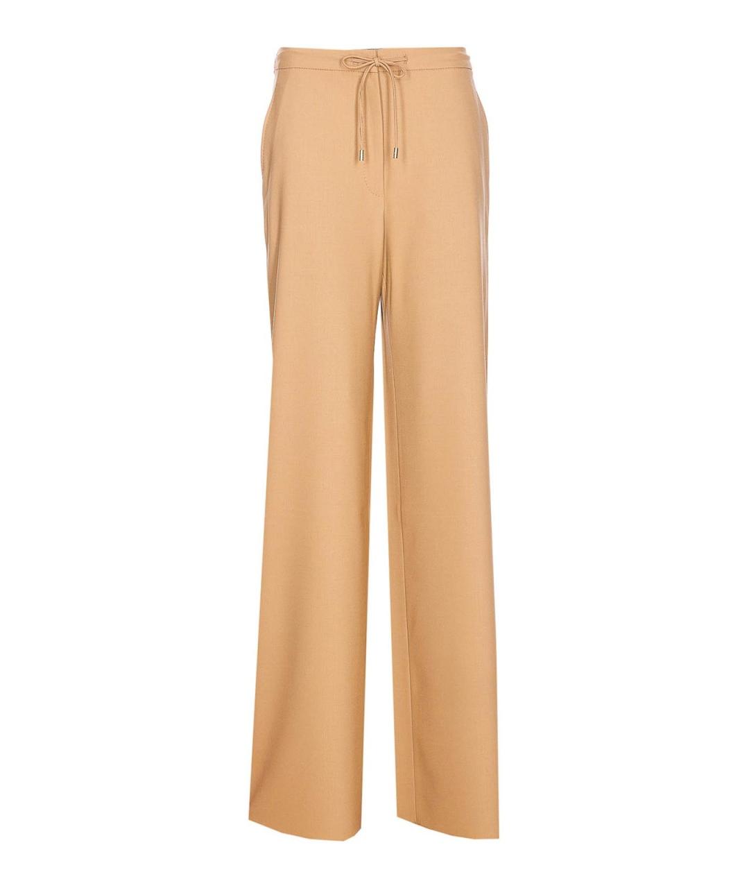 MAX MARA STUDIO Бежевые шерстяные прямые брюки, фото 1