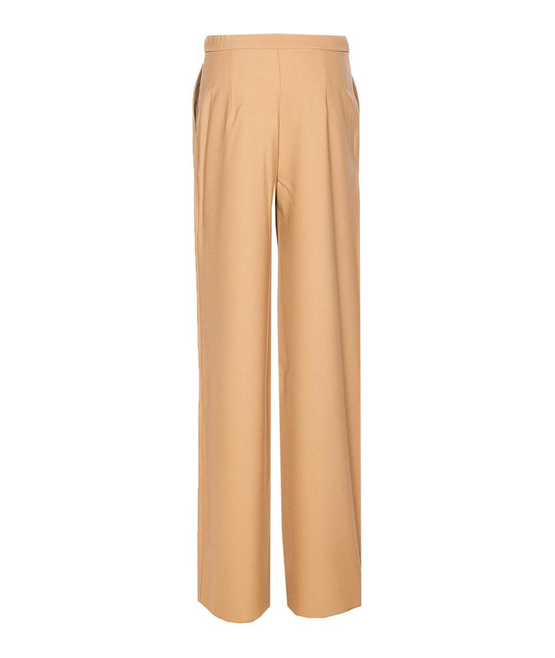 MAX MARA STUDIO Бежевые шерстяные прямые брюки, фото 2