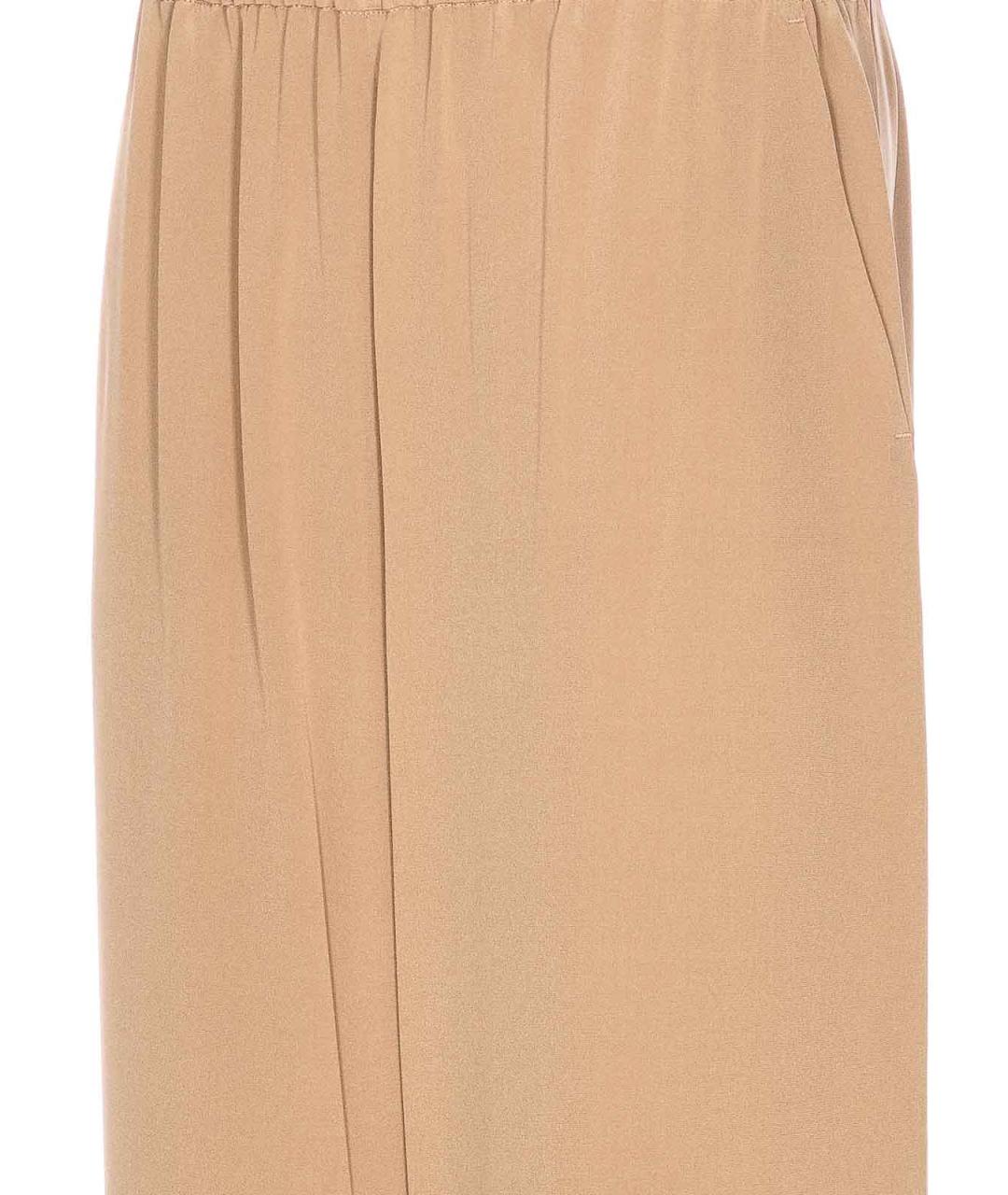 MAX MARA Бежевые шелковые брюки широкие, фото 3