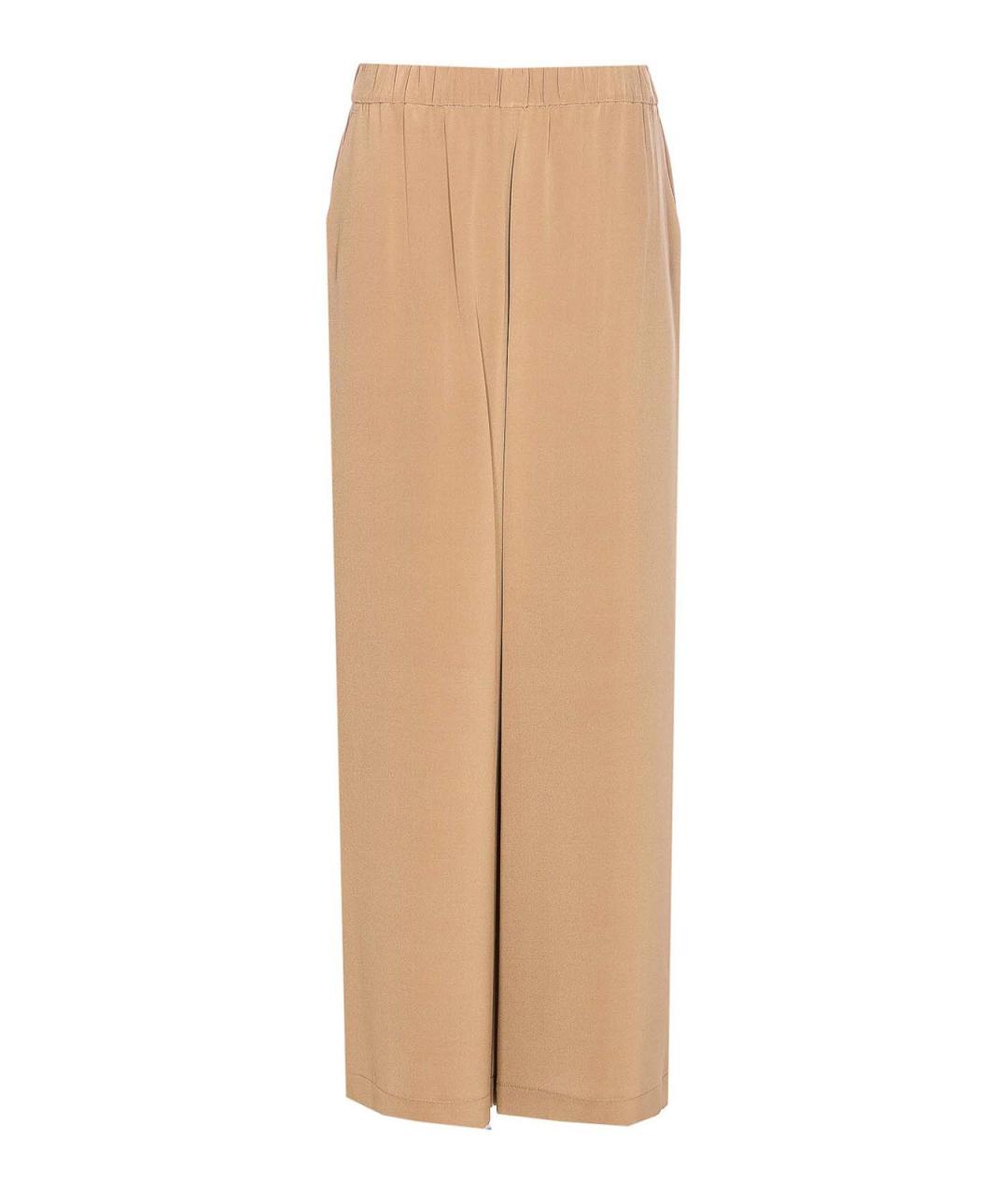 MAX MARA Бежевые шелковые брюки широкие, фото 1