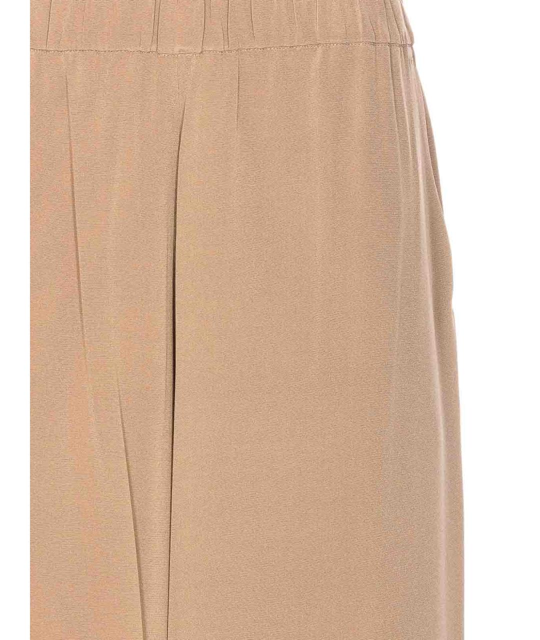MAX MARA Бежевые шелковые брюки широкие, фото 4