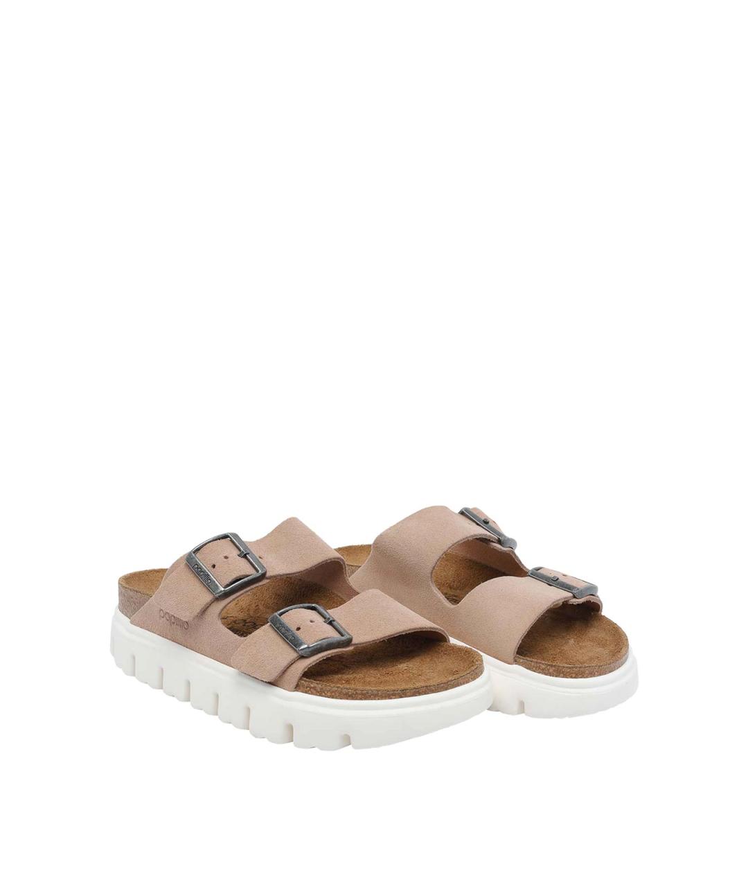 BIRKENSTOCK Бежевые замшевые шлепанцы, фото 2