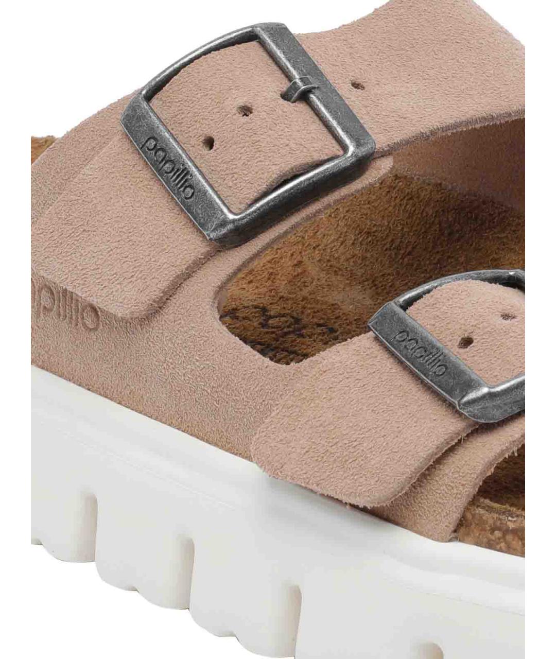 BIRKENSTOCK Бежевые замшевые шлепанцы, фото 4